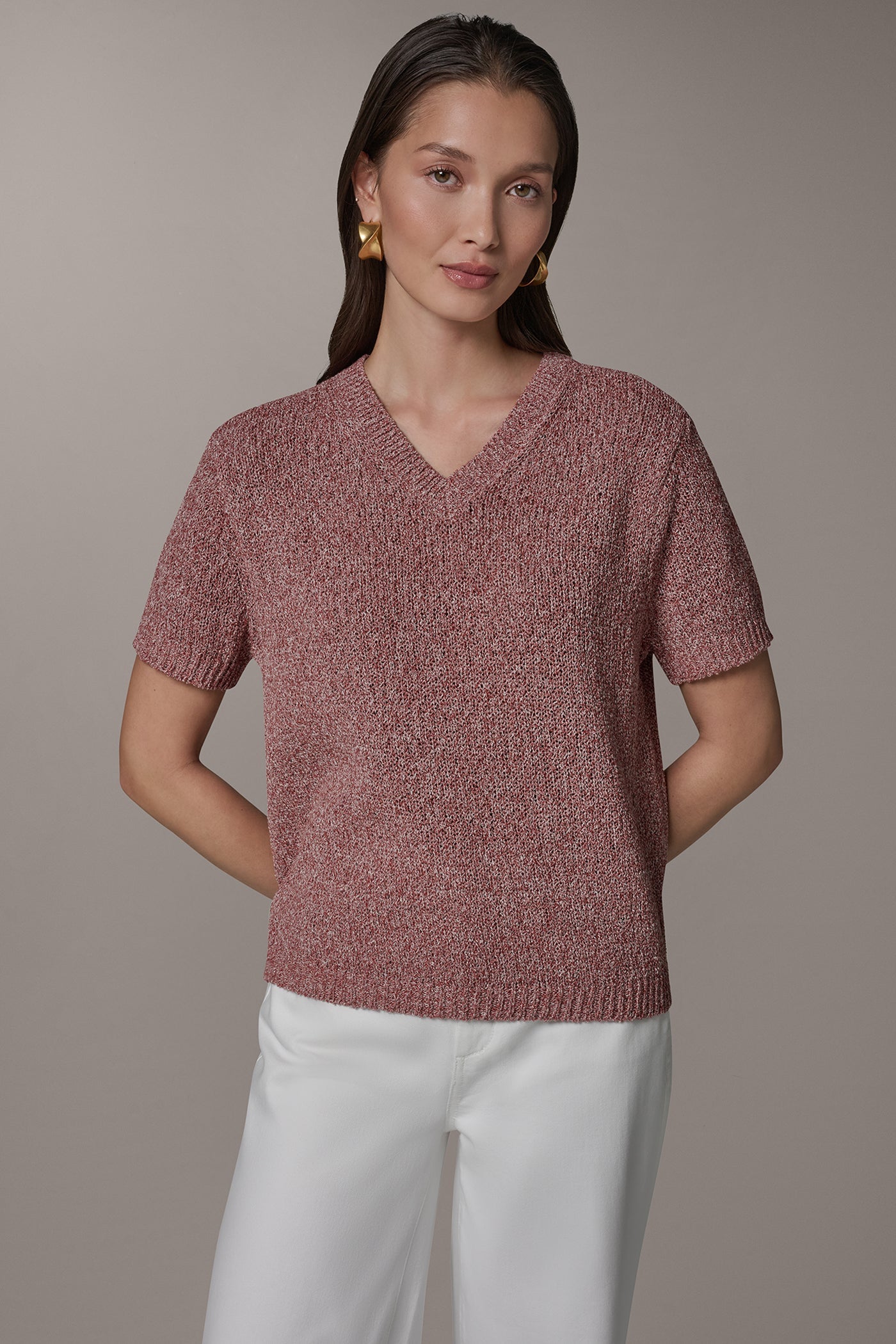 Donna Karan | SHORT SLEEVE MÉLANGE EASY SWEATER