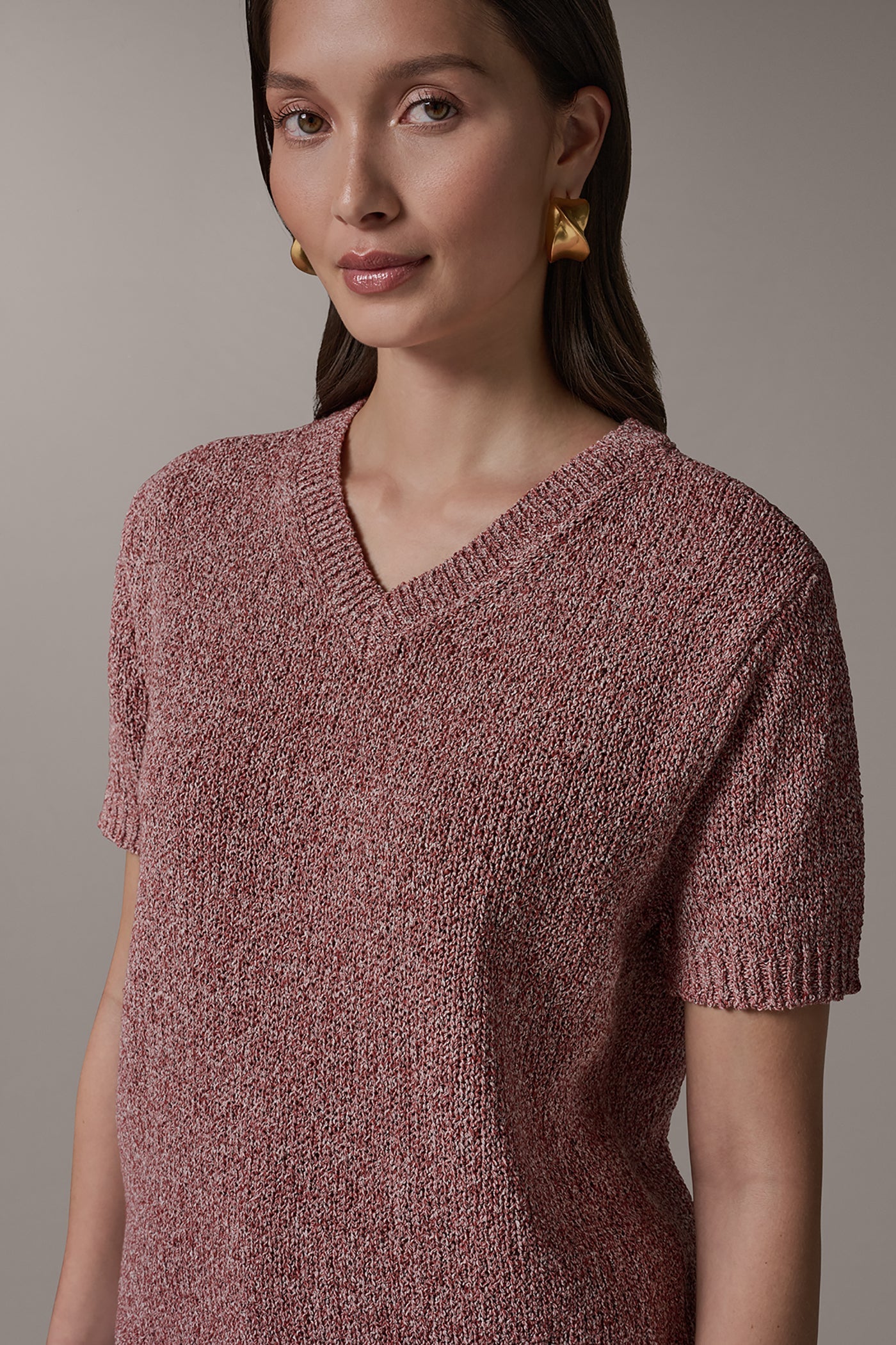 Donna Karan | SHORT SLEEVE MÉLANGE EASY SWEATER
