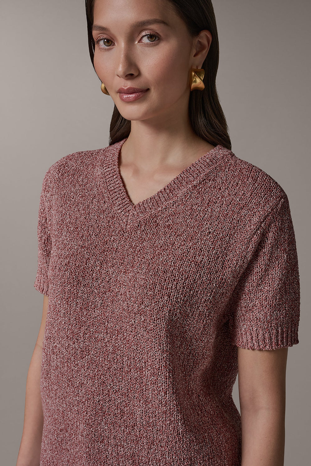 Donna Karan | SHORT SLEEVE MÉLANGE EASY SWEATER