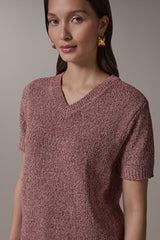 Donna Karan | SHORT SLEEVE MÉLANGE EASY SWEATER