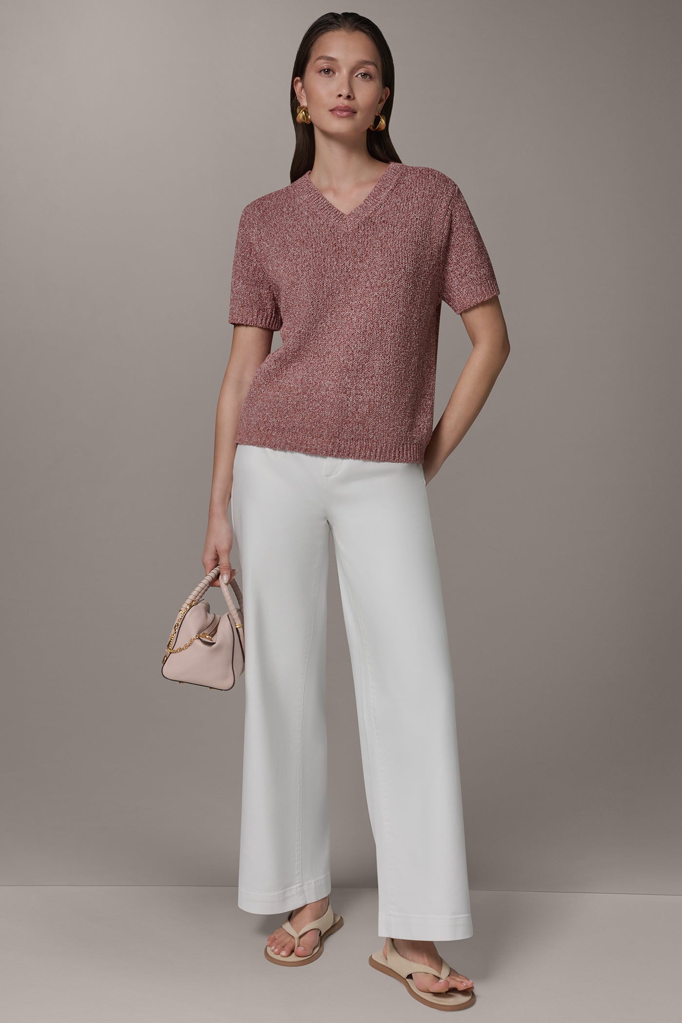 Donna Karan | SHORT SLEEVE MÉLANGE EASY SWEATER