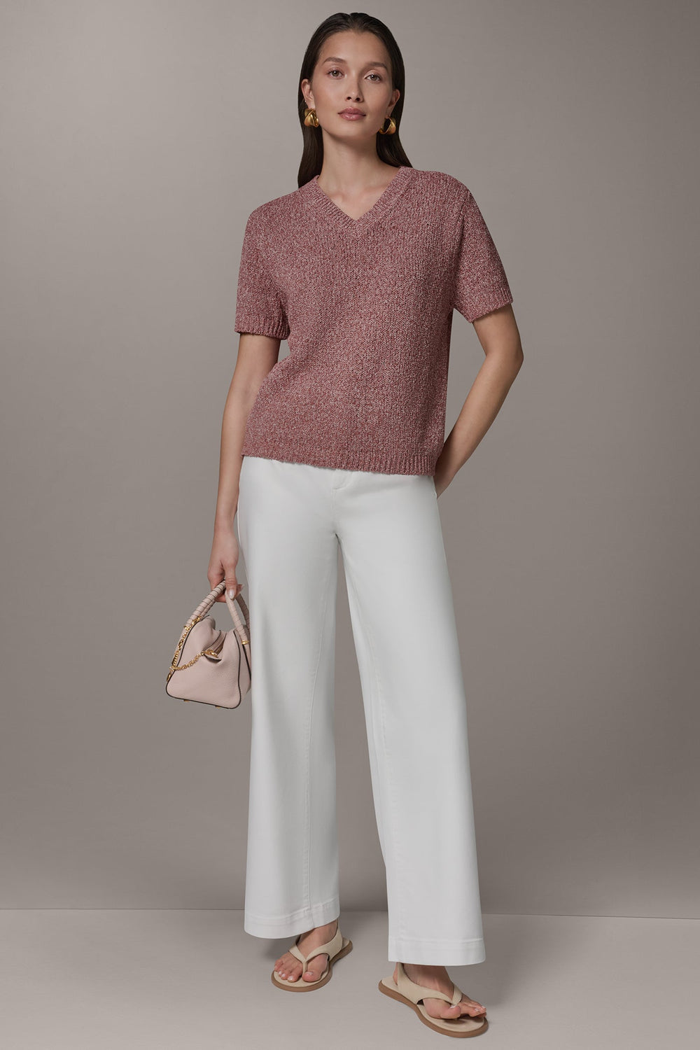 Donna Karan | SHORT SLEEVE MÉLANGE EASY SWEATER