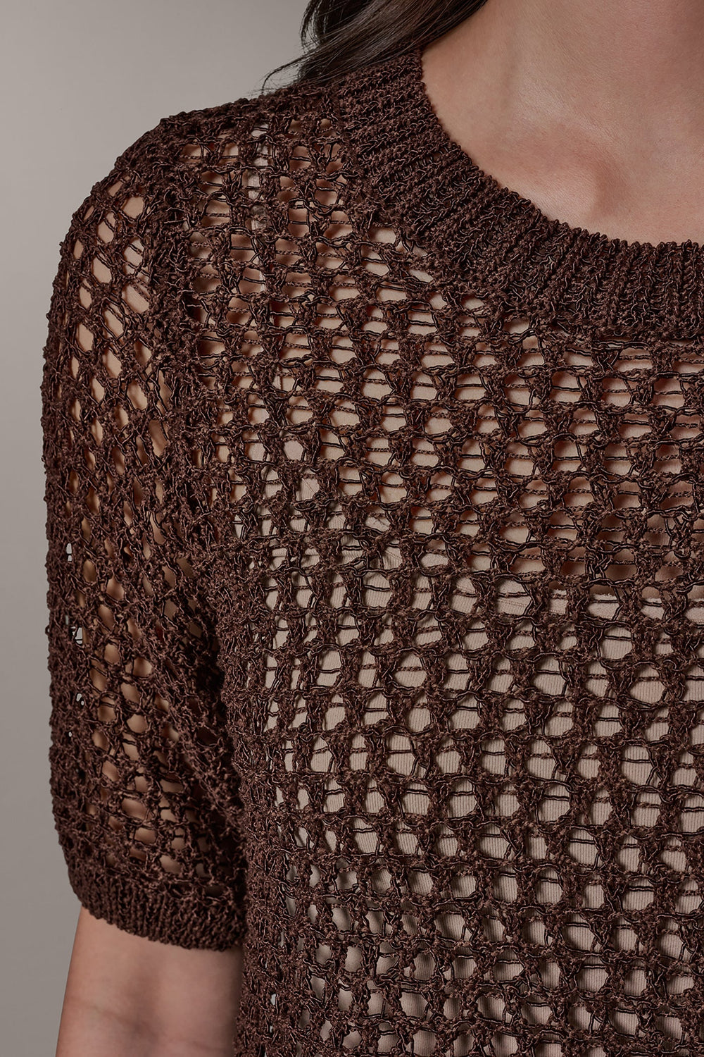 Donna Karan | SHORT SLEEVE OPEN STITCH SWEATER