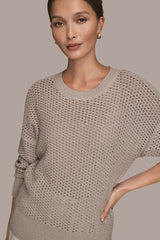 Donna Karan | LONG SLEEVE OPEN STITCH SWEATER