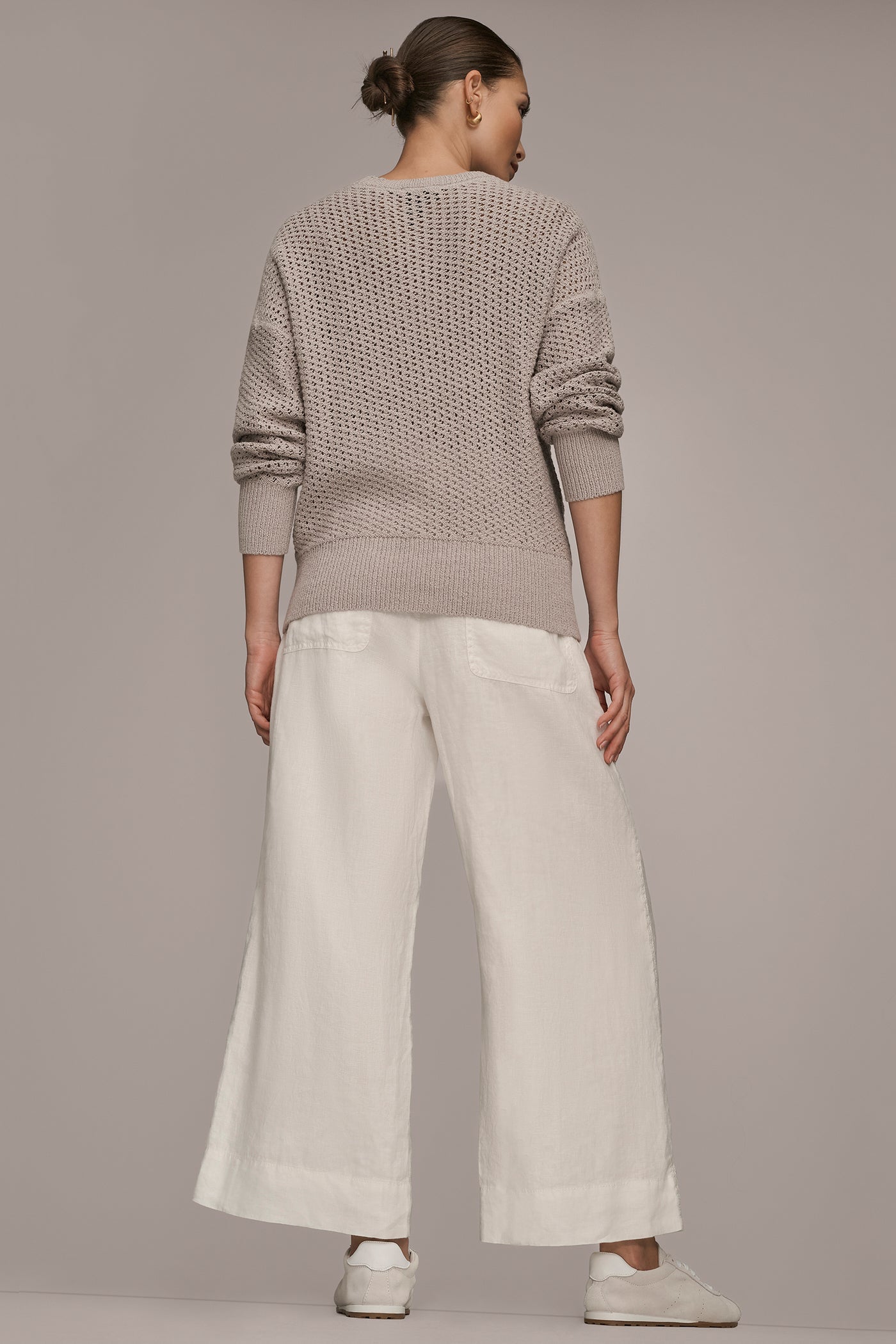 Donna Karan | LONG SLEEVE OPEN STITCH SWEATER