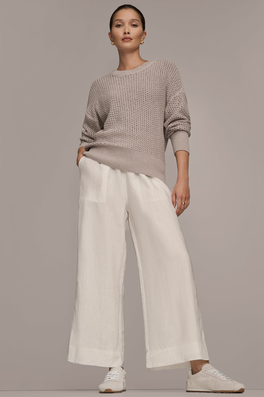 Donna Karan | LONG SLEEVE OPEN STITCH SWEATER