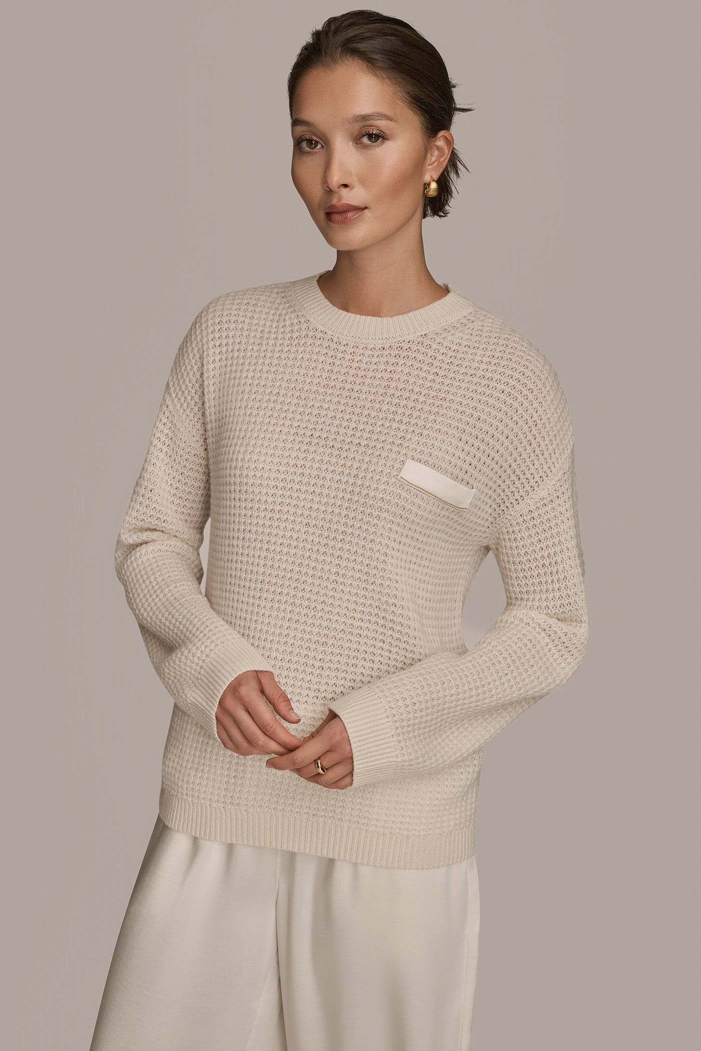 Donna Karan | WOOL AND CASHMERE-BLEND POCKET SWEATER