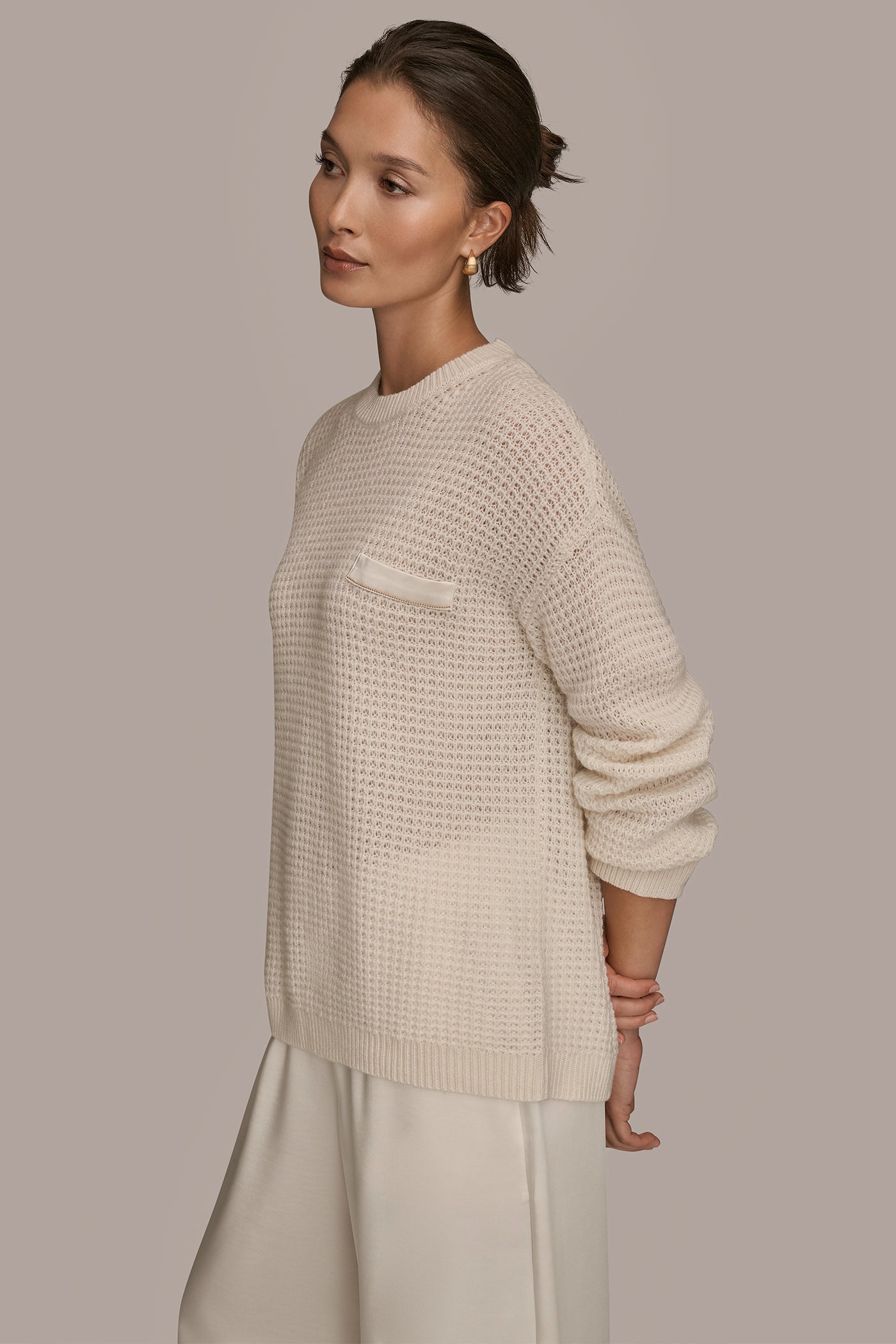 Donna Karan | WOOL AND CASHMERE-BLEND POCKET SWEATER