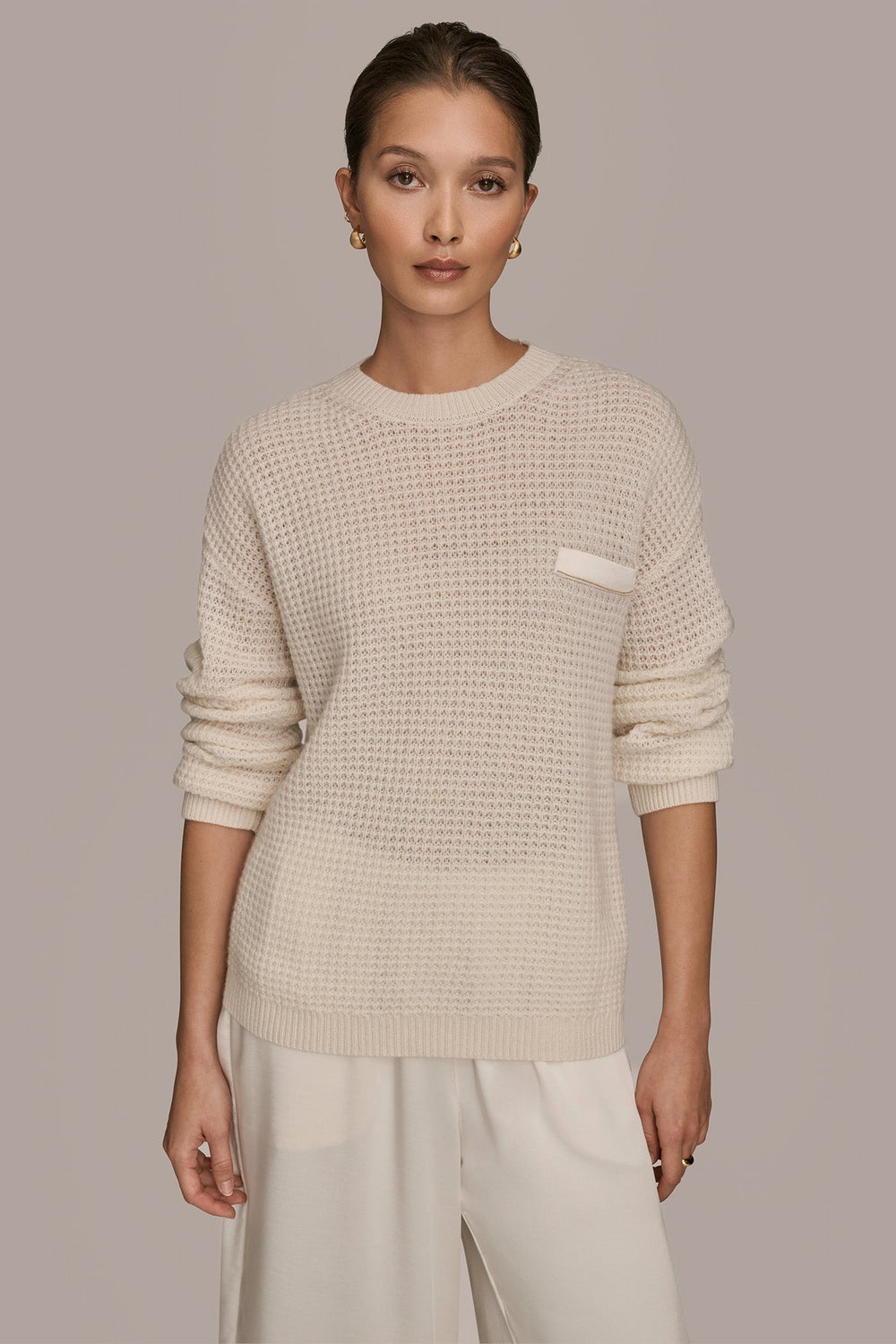 Donna Karan | WOOL AND CASHMERE-BLEND POCKET SWEATER