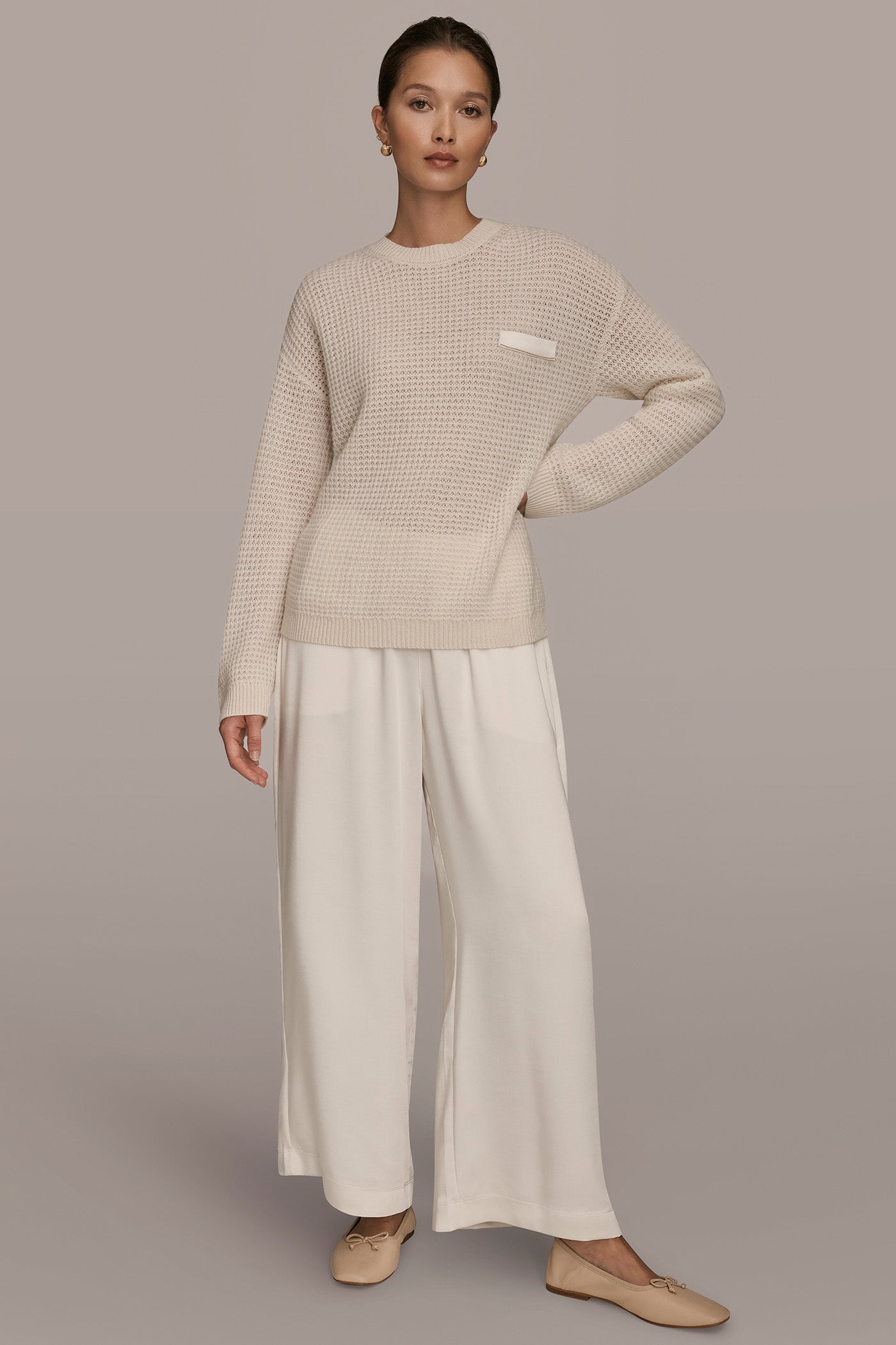 Donna Karan | WOOL AND CASHMERE-BLEND POCKET SWEATER