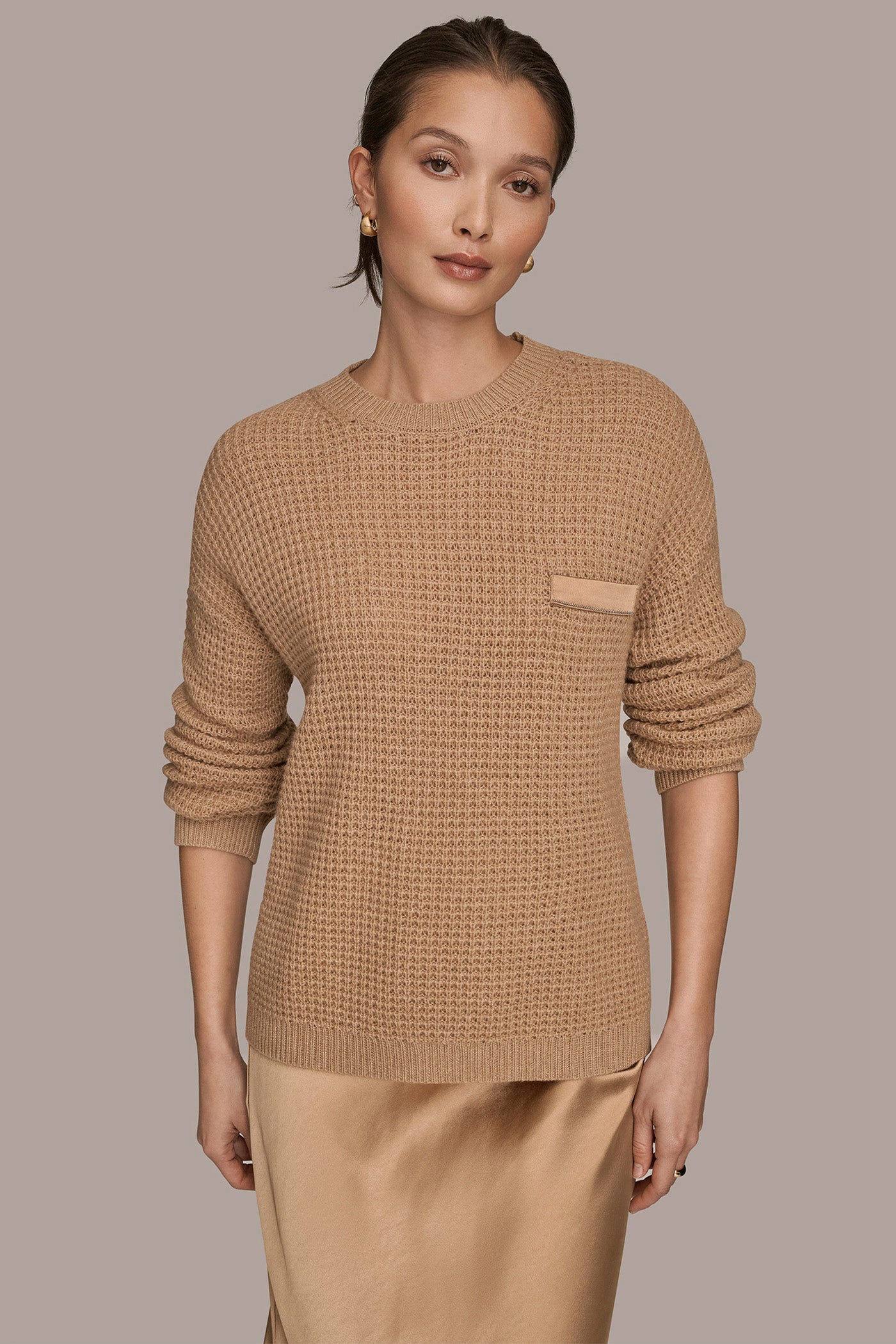Donna Karan | WOOL AND CASHMERE-BLEND POCKET SWEATER