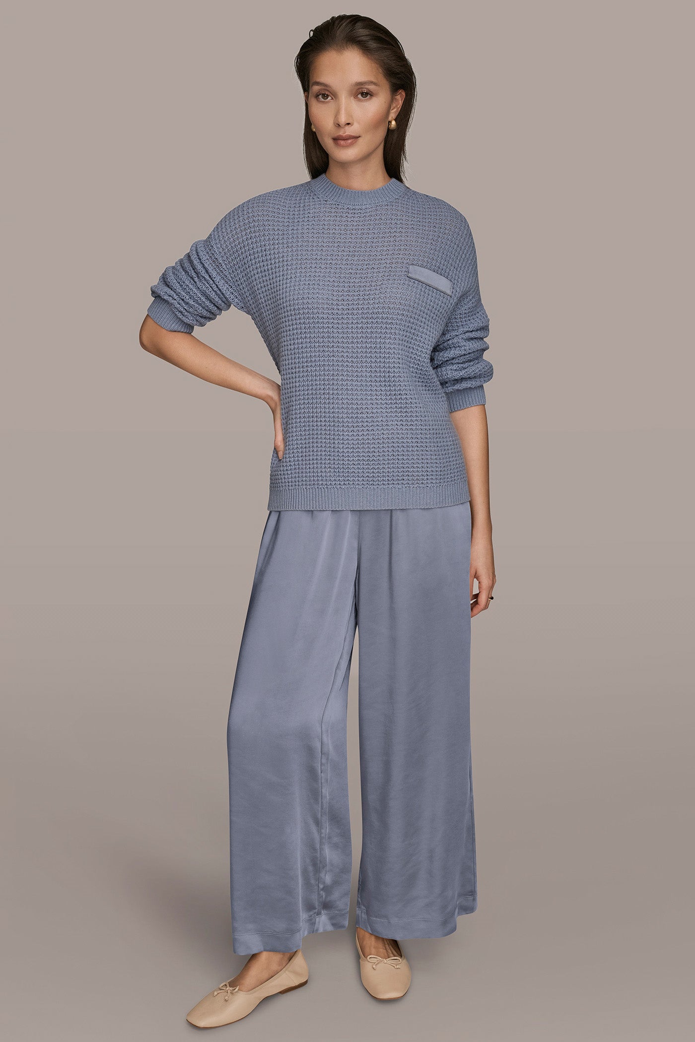 Donna Karan | WOOL AND CASHMERE-BLEND POCKET SWEATER