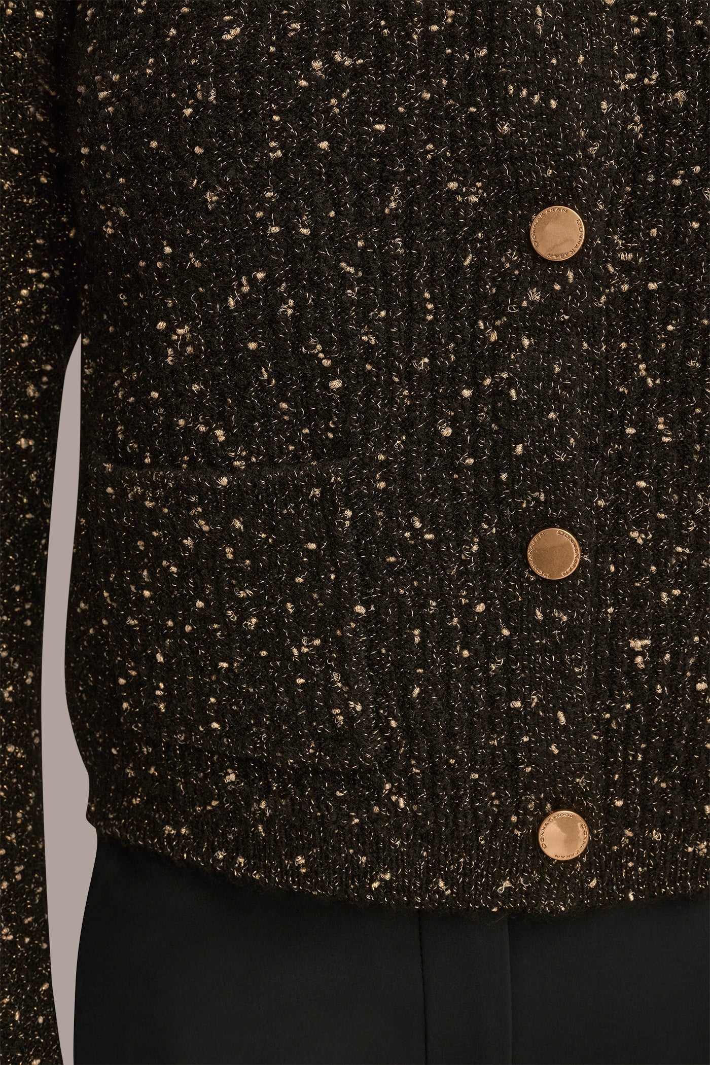 Donna Karan | LONG SLEEVE METALLIC SPECKLED CARDIGAN
