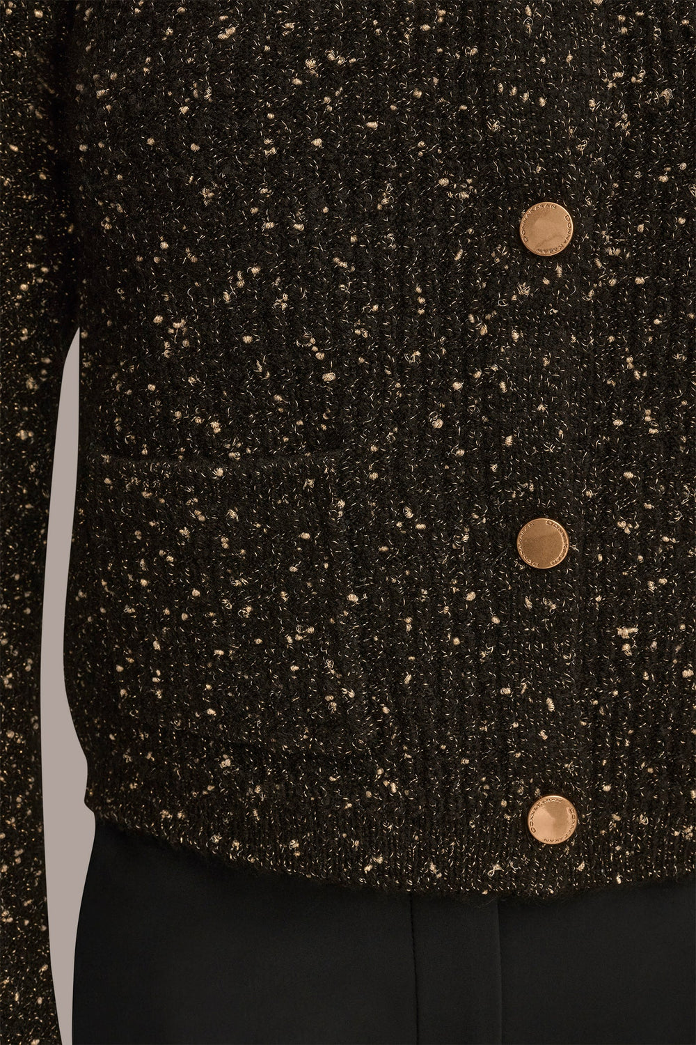 Donna Karan | LONG SLEEVE METALLIC SPECKLED CARDIGAN