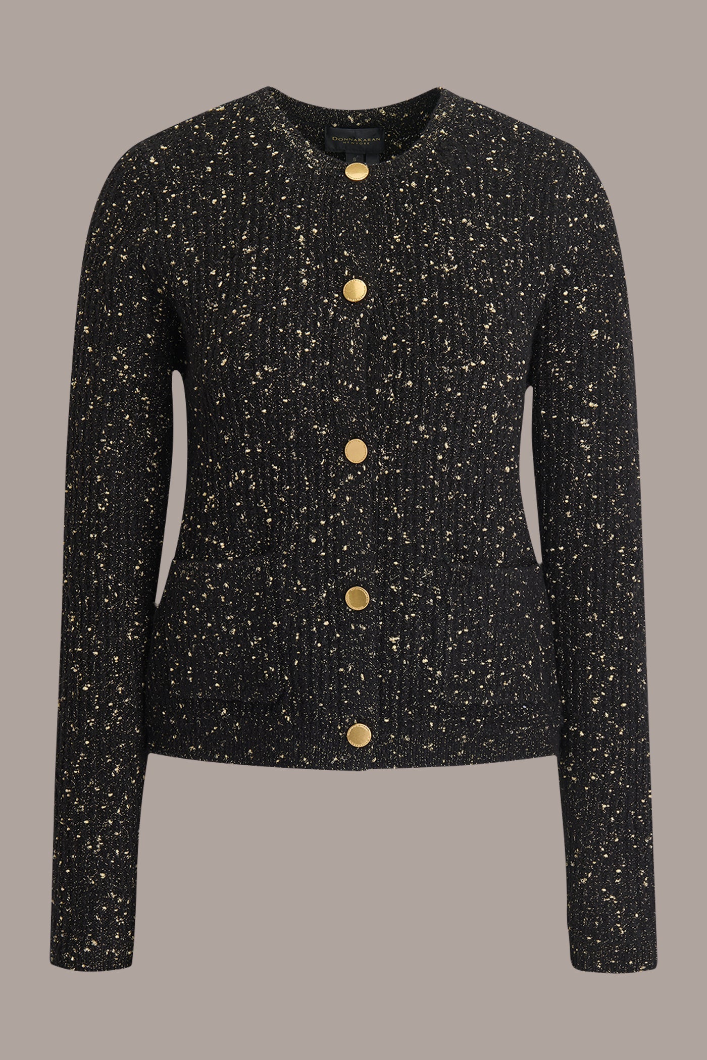 Donna Karan | LONG SLEEVE METALLIC SPECKLED CARDIGAN