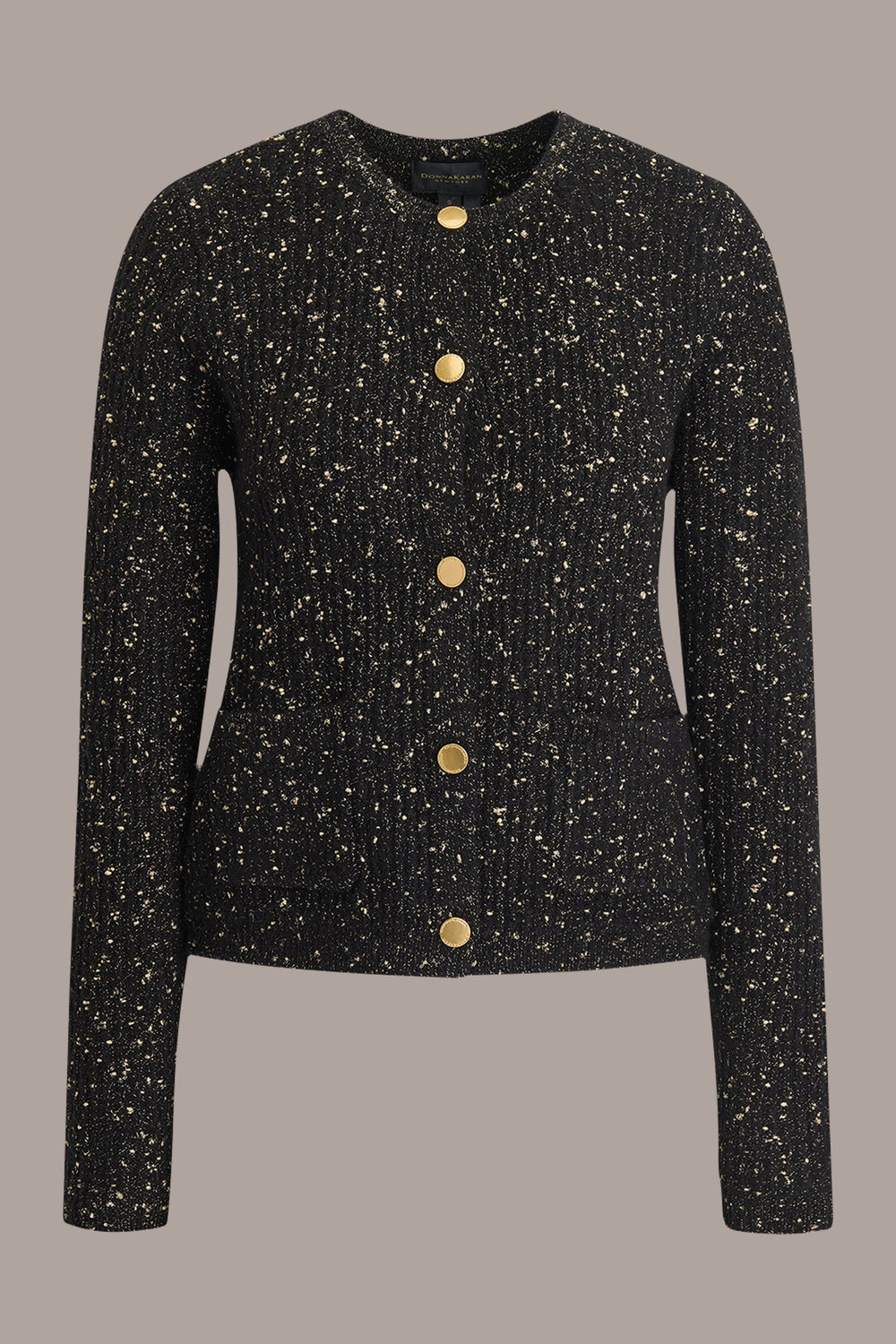 Donna Karan | LONG SLEEVE METALLIC SPECKLED CARDIGAN