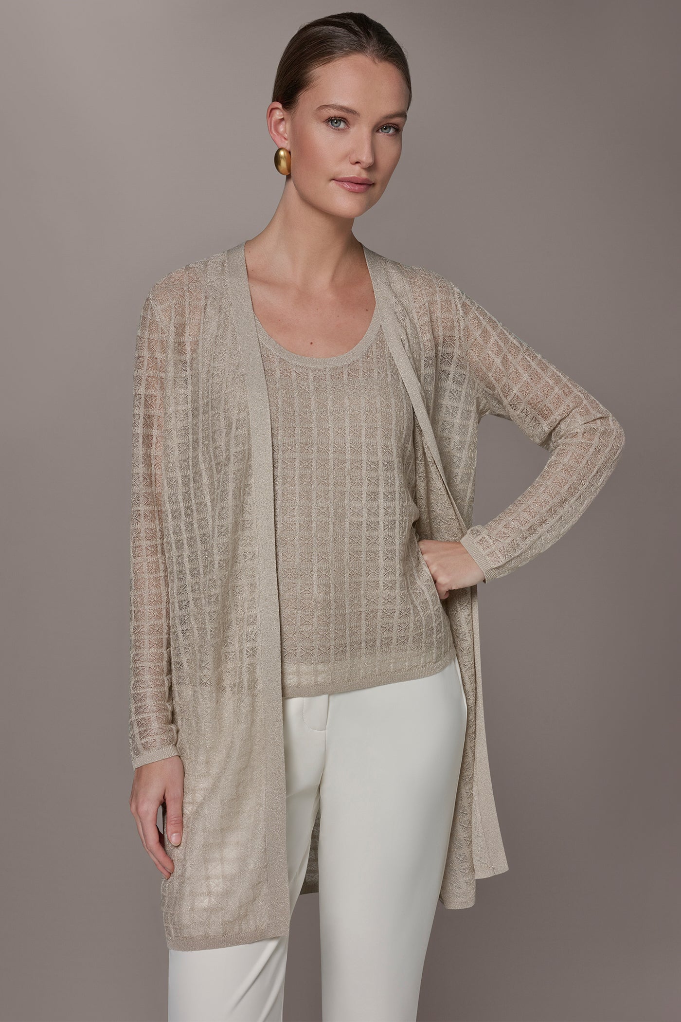 Donna Karan | LONG GRID STITCH CARDIGAN