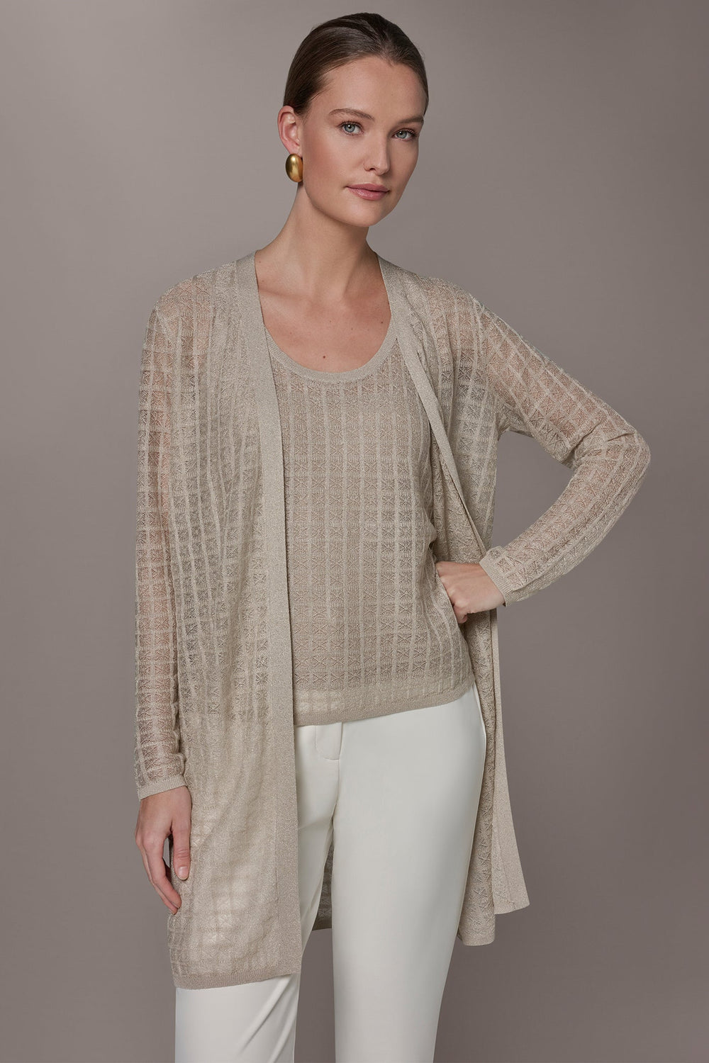 Donna Karan | LONG GRID STITCH CARDIGAN
