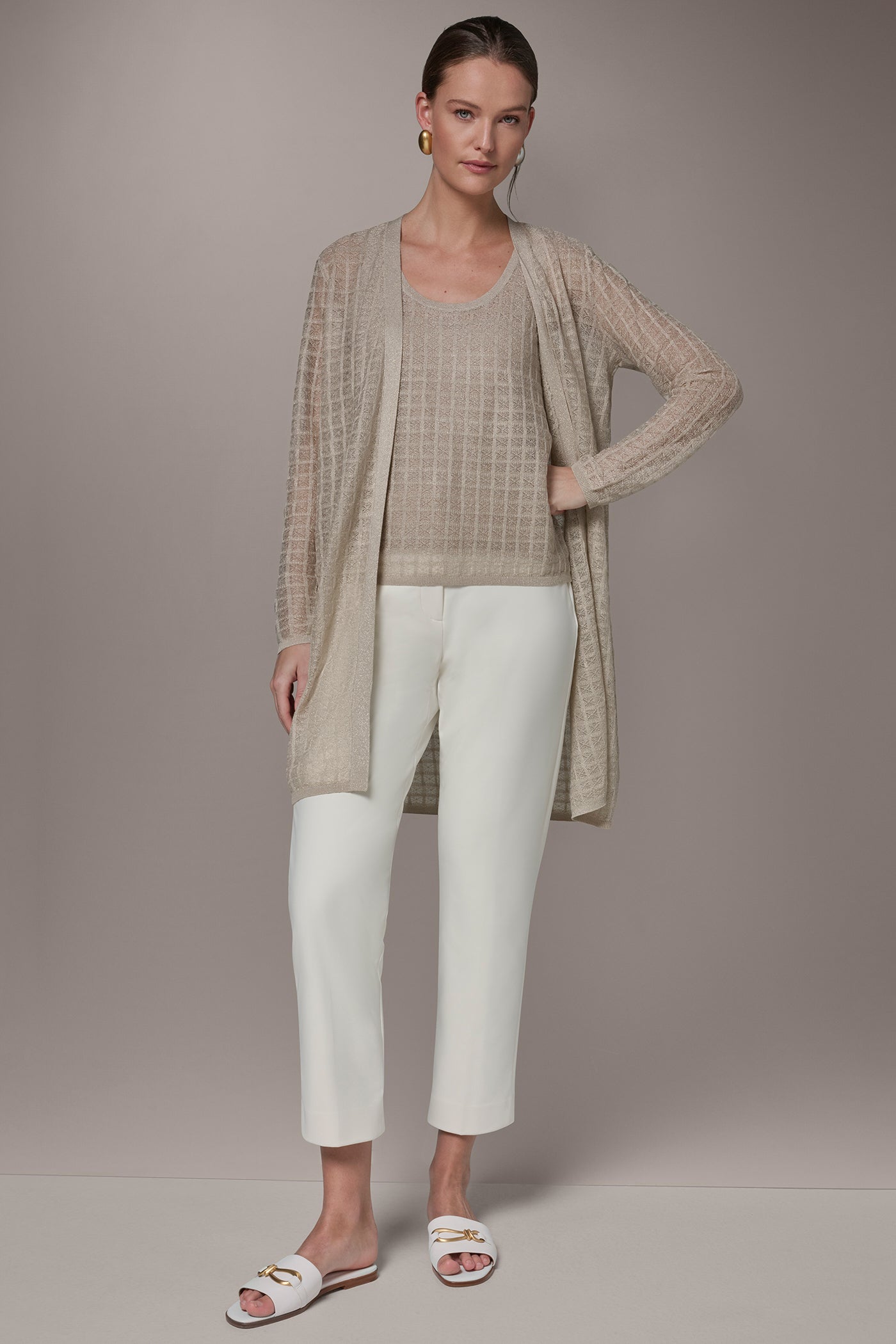 Donna Karan | LONG GRID STITCH CARDIGAN