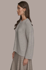 Donna Karan | OVERSIZED LONG SLEEVE CREW-NECK SWEATER