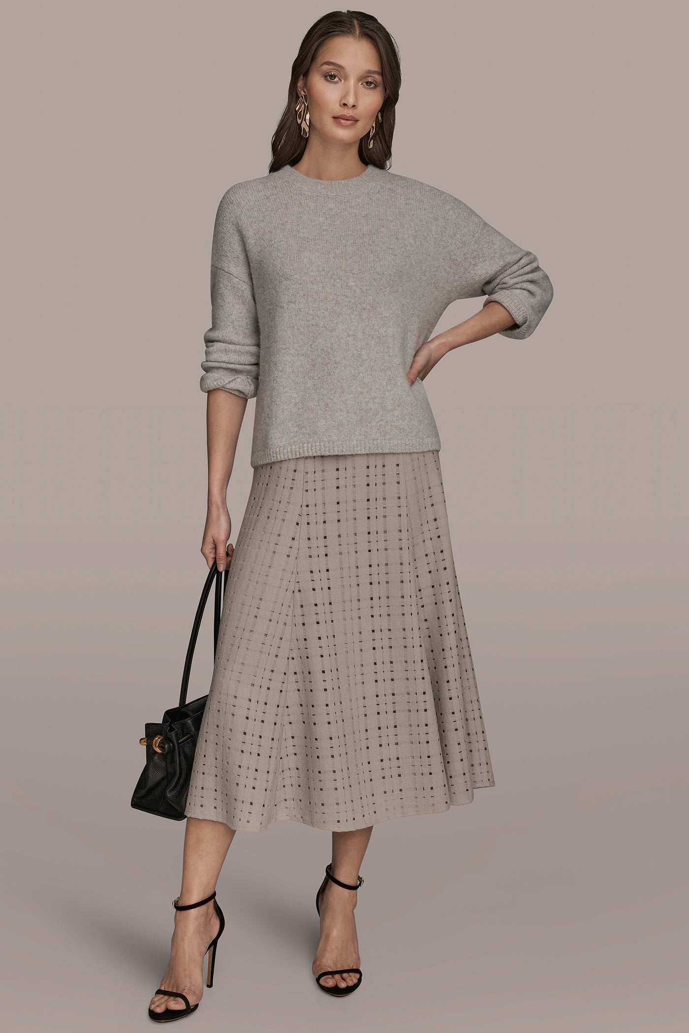 Donna Karan | OVERSIZED LONG SLEEVE CREW-NECK SWEATER