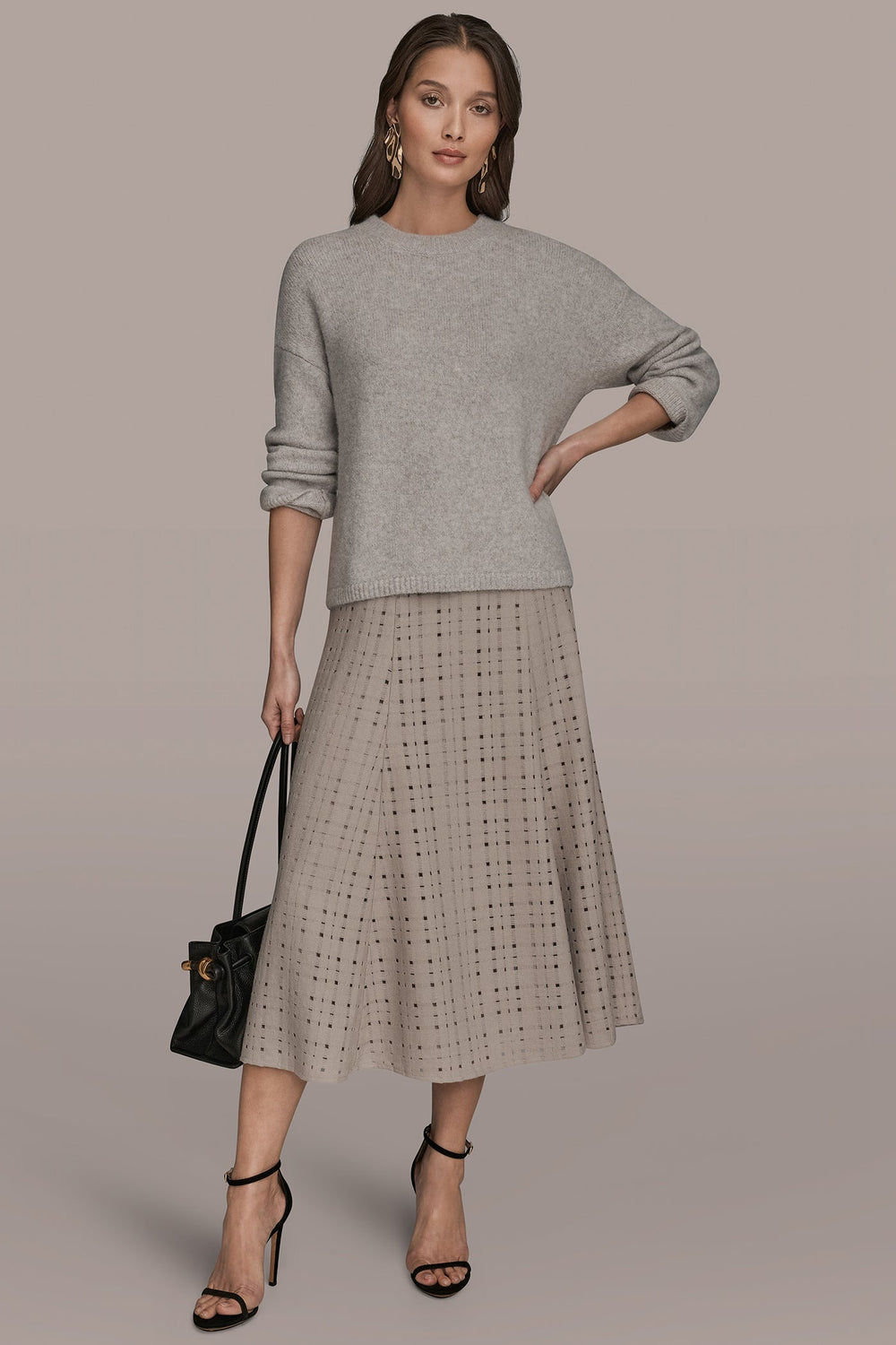 Donna Karan | OVERSIZED LONG SLEEVE CREW-NECK SWEATER