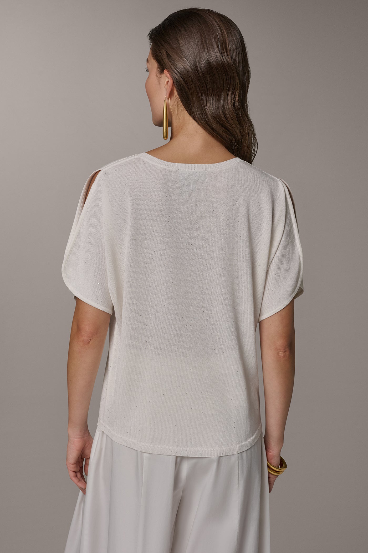 Donna Karan | SEQUIN SPLIT SLEEVE SWEATER