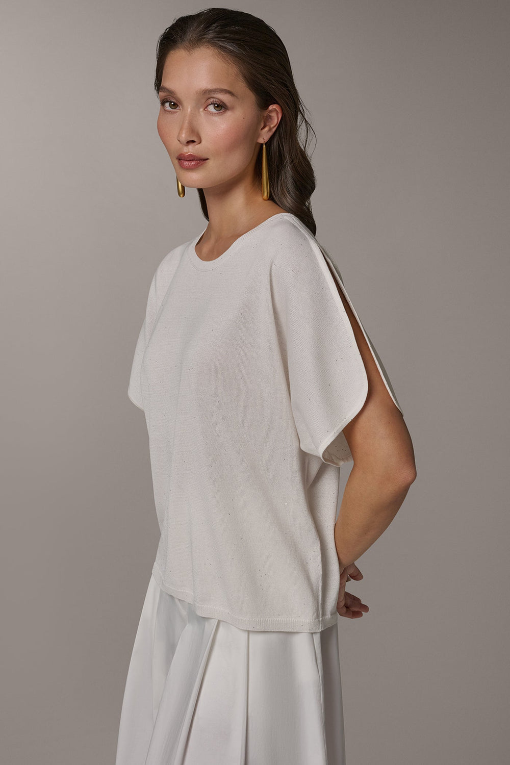 Donna Karan | SEQUIN SPLIT SLEEVE SWEATER