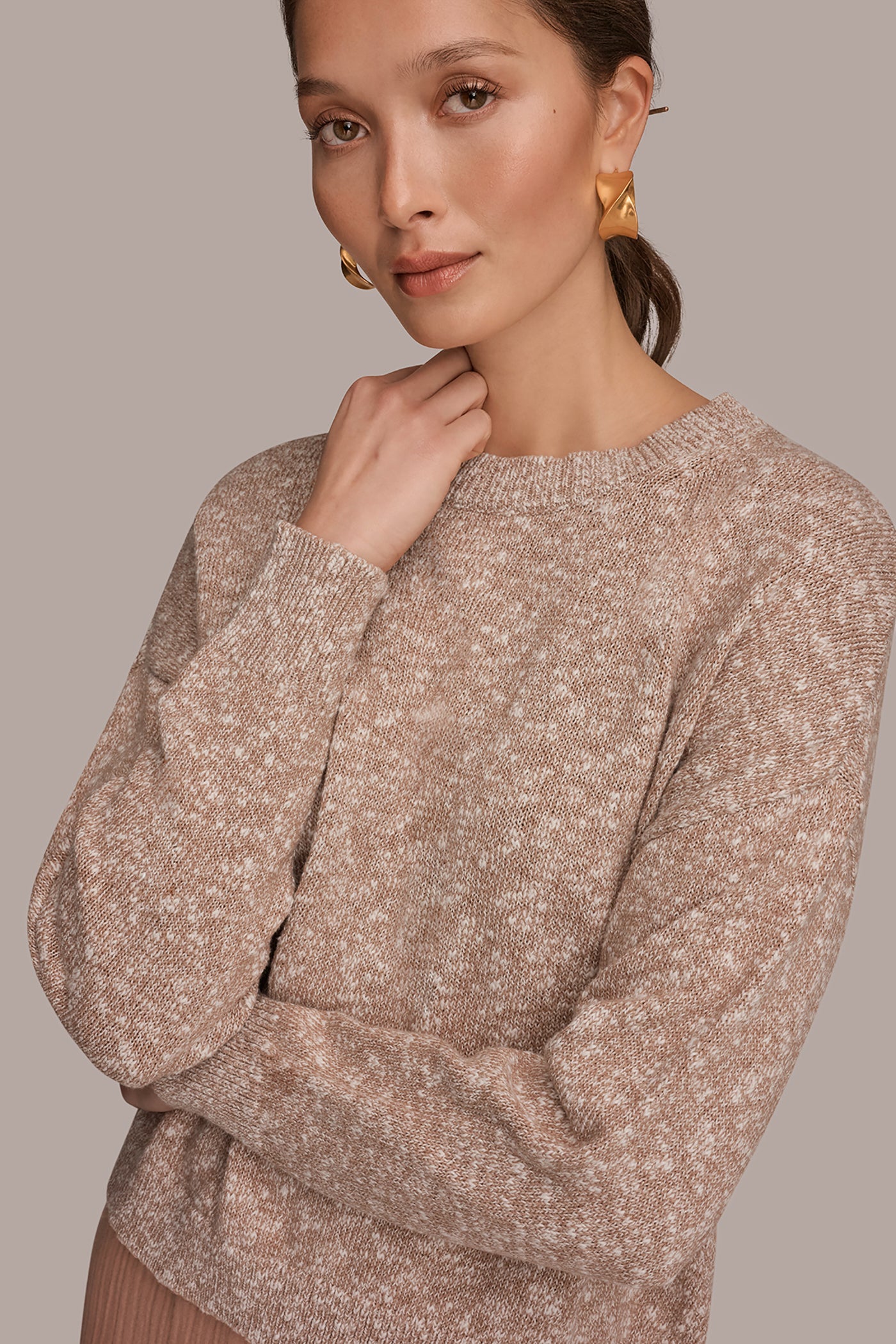 Donna Karan | METALLIC LONG SLEEVE SWEATER