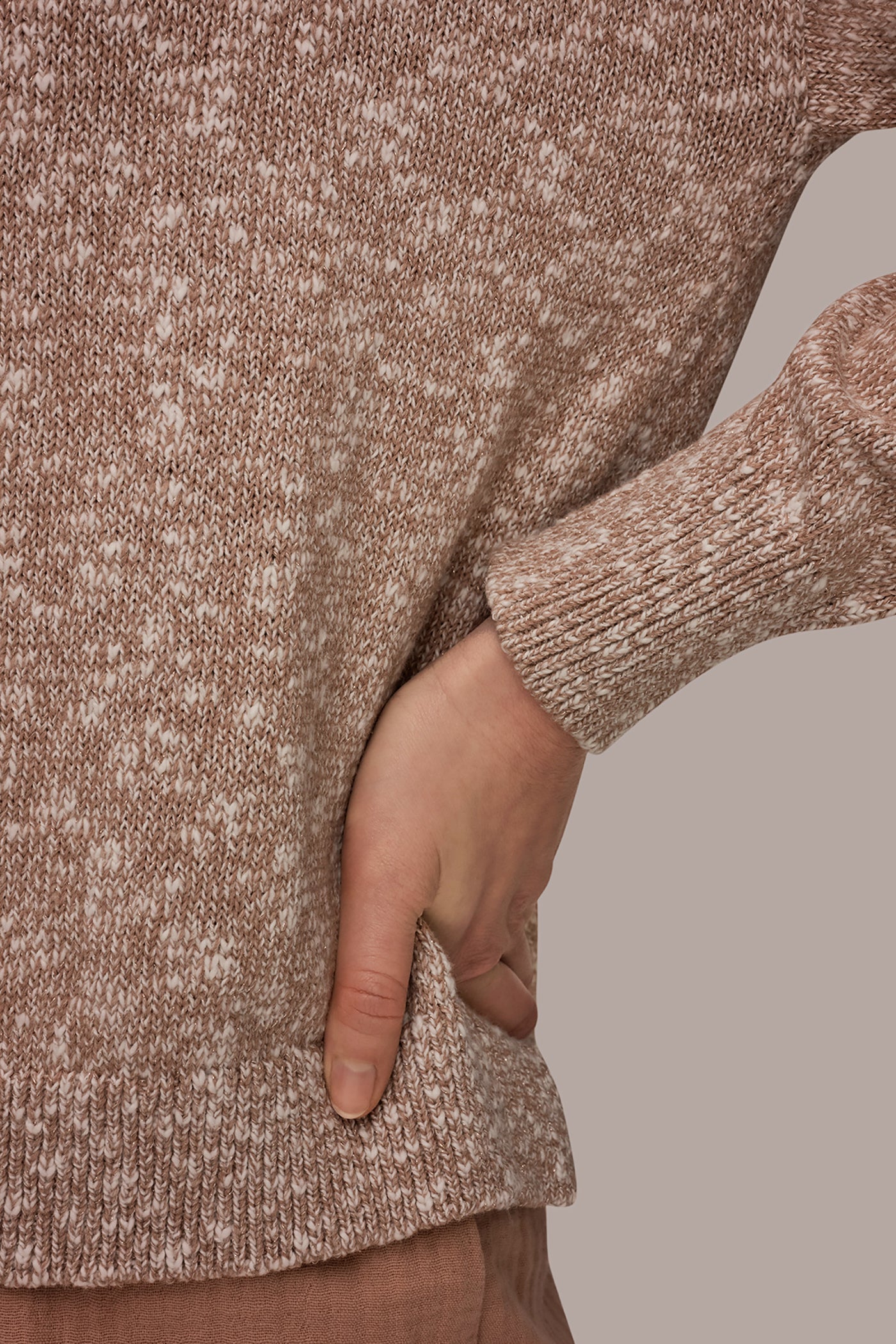 Donna Karan | METALLIC LONG SLEEVE SWEATER