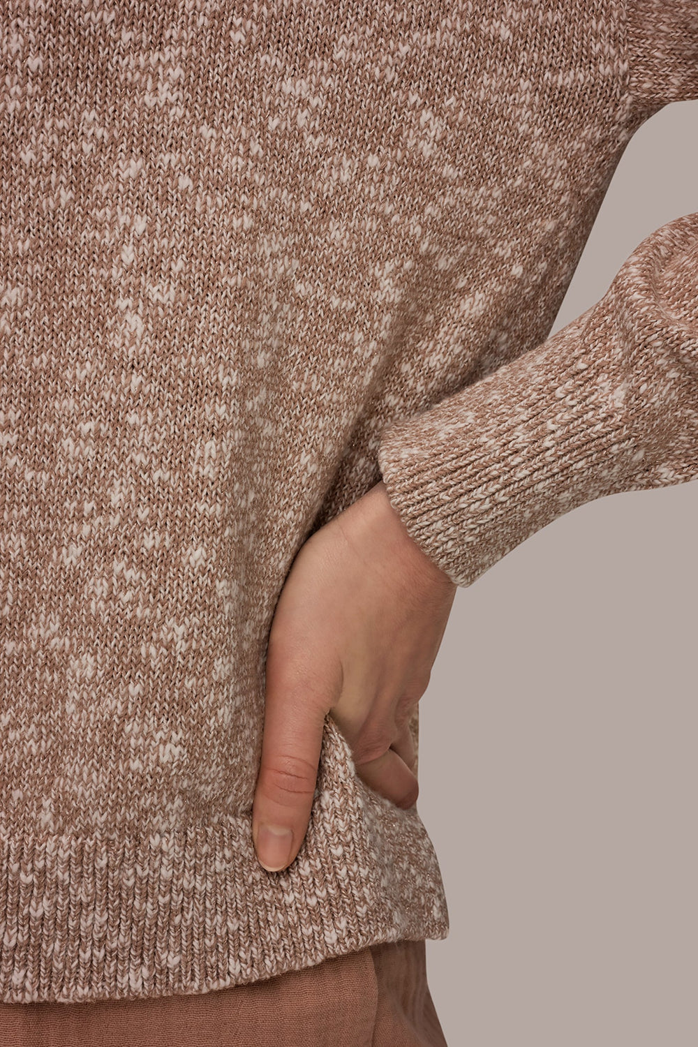 Donna Karan | METALLIC LONG SLEEVE SWEATER