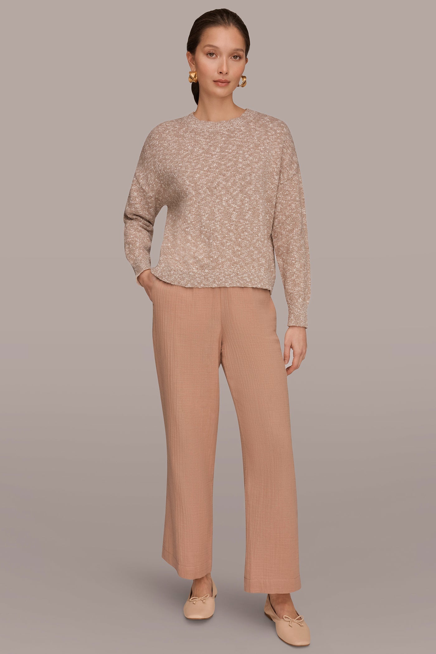 Donna Karan | METALLIC LONG SLEEVE SWEATER