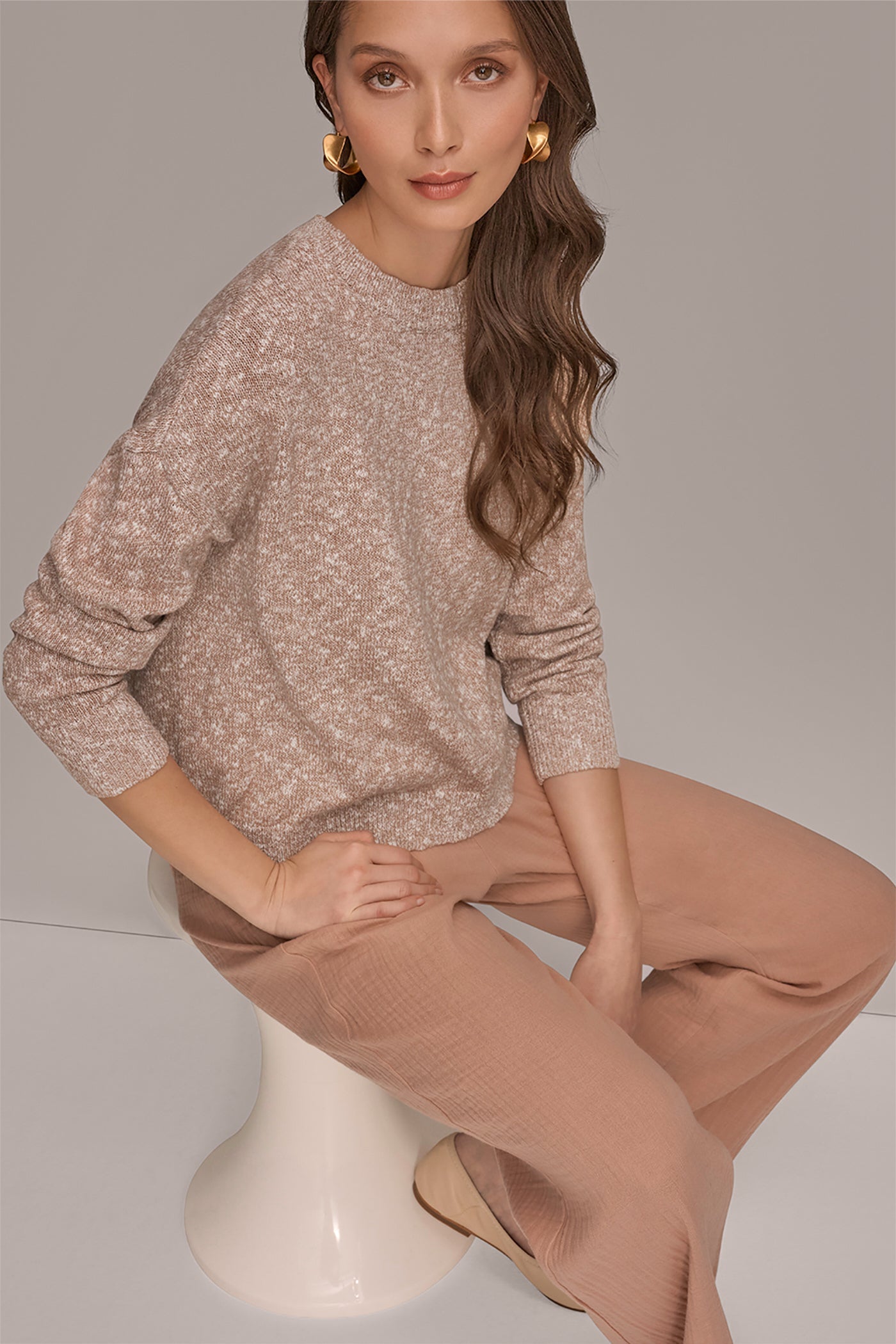 Donna Karan | METALLIC LONG SLEEVE SWEATER