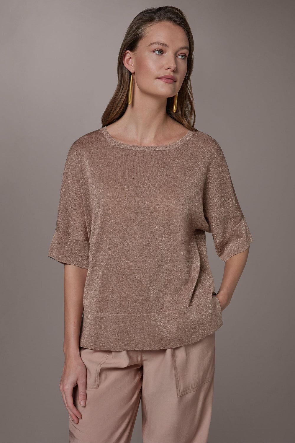 Donna Karan | METALLIC WIDE CUFF SWEATER
