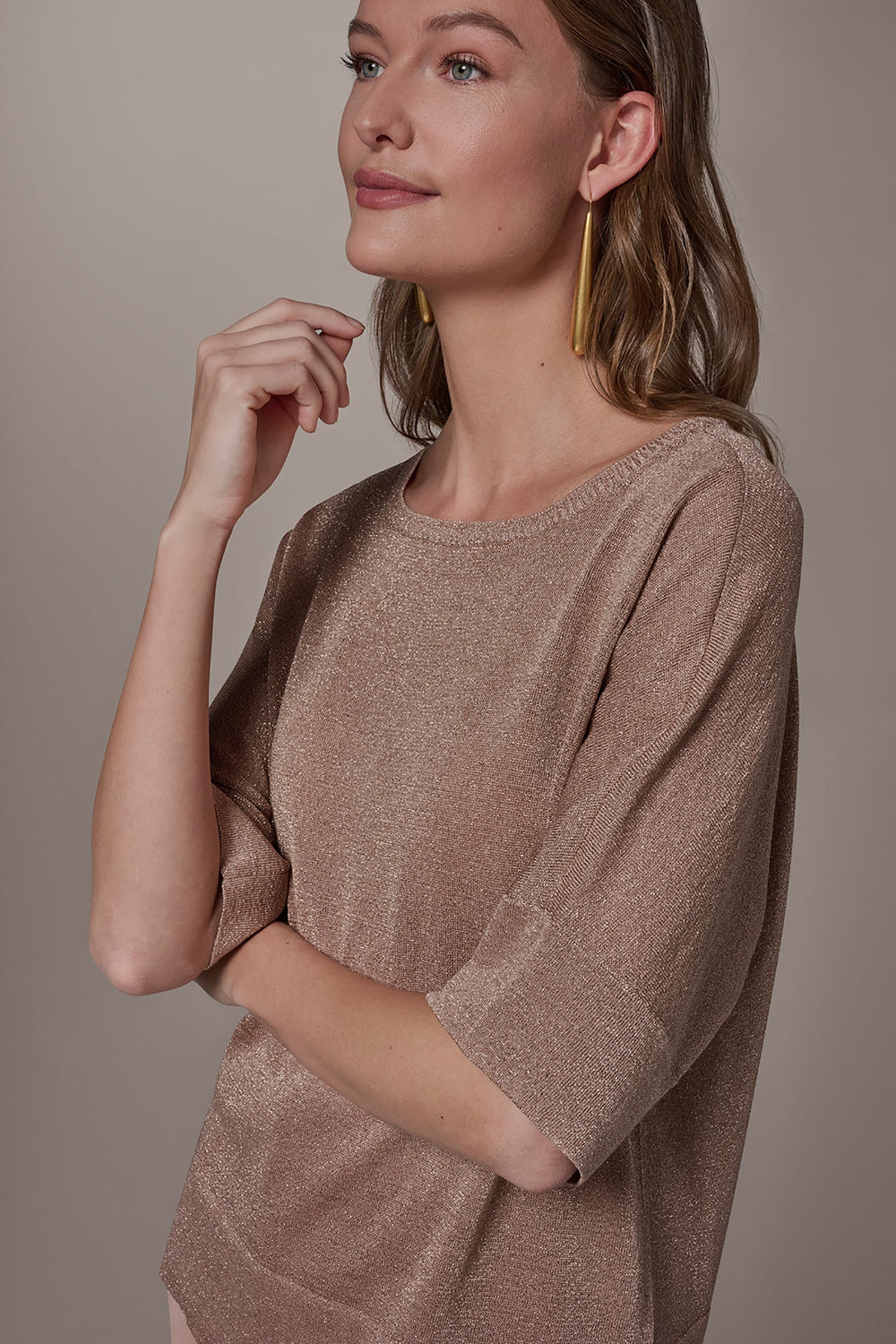 Donna Karan | METALLIC WIDE CUFF SWEATER