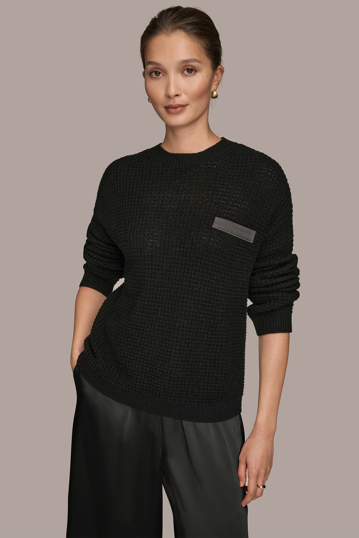 Donna Karan | WOOL AND CASHMERE-BLEND POCKET SWEATER