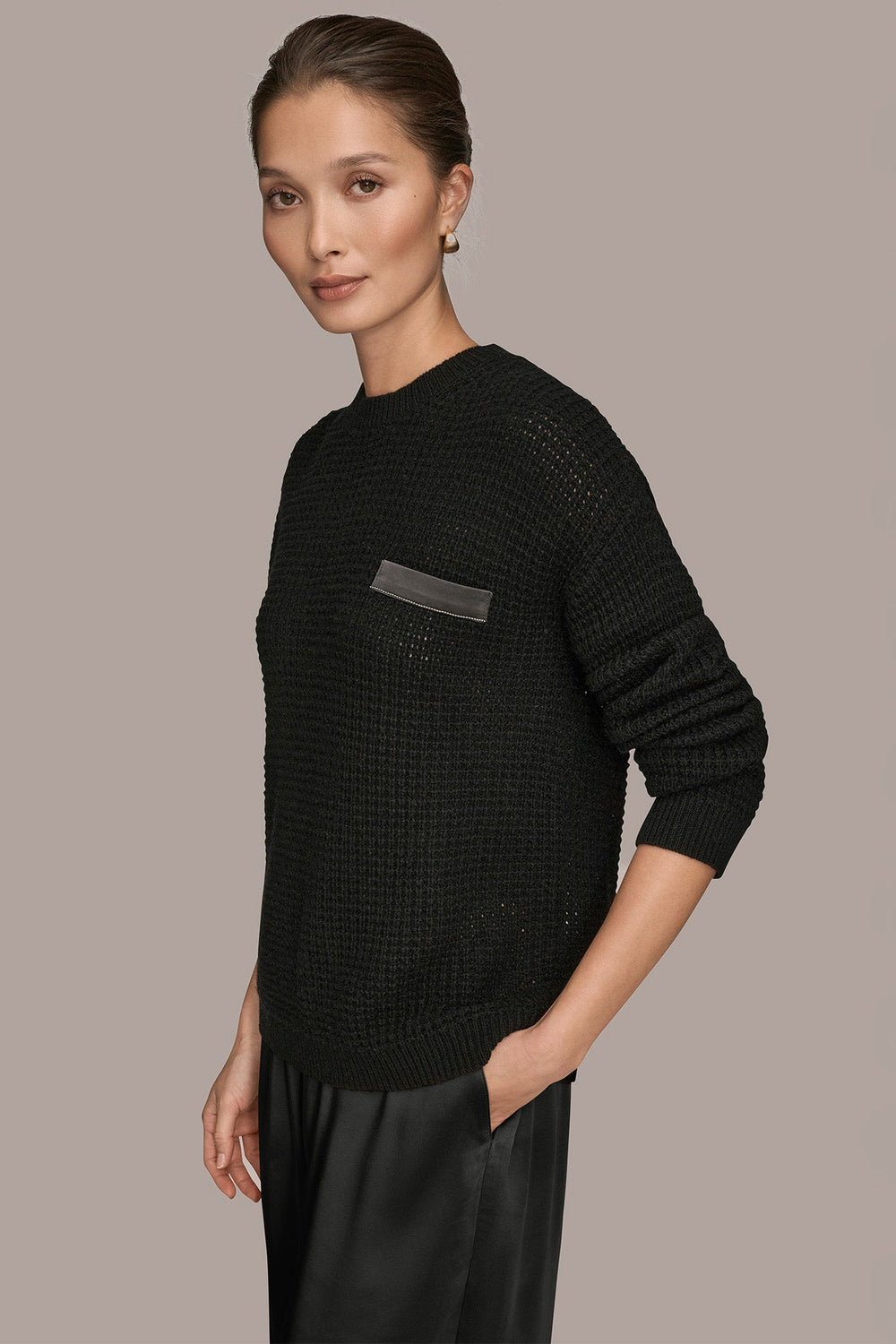 Donna Karan | WOOL AND CASHMERE-BLEND POCKET SWEATER