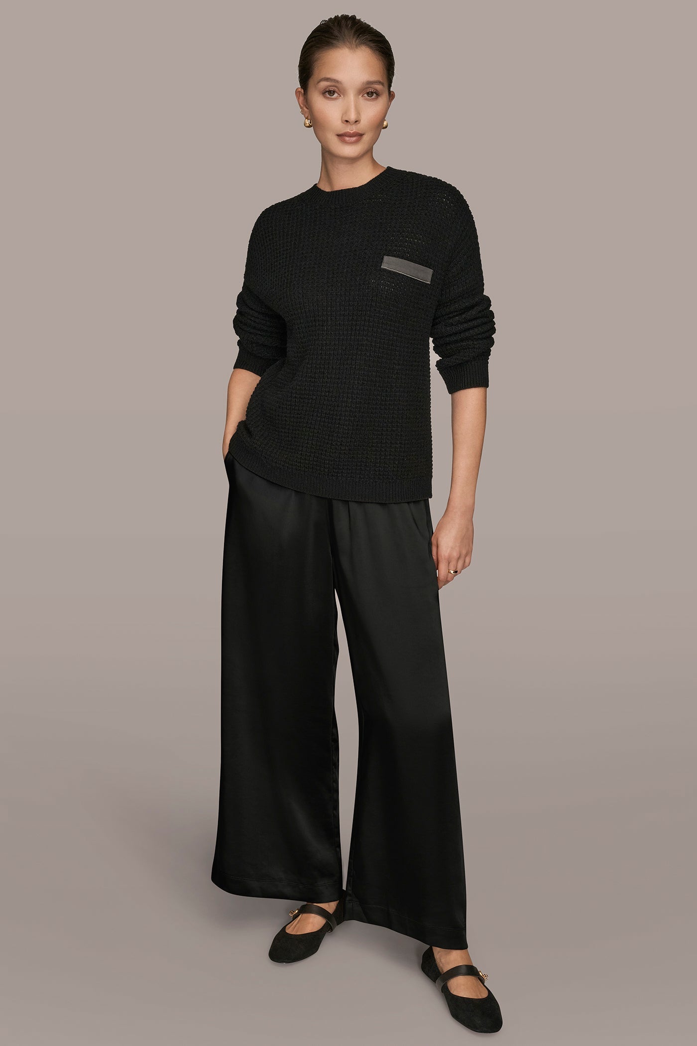 Donna Karan | WOOL AND CASHMERE-BLEND POCKET SWEATER