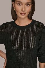 Donna Karan | LONG SLEEVE OPEN STITCH SWEATER