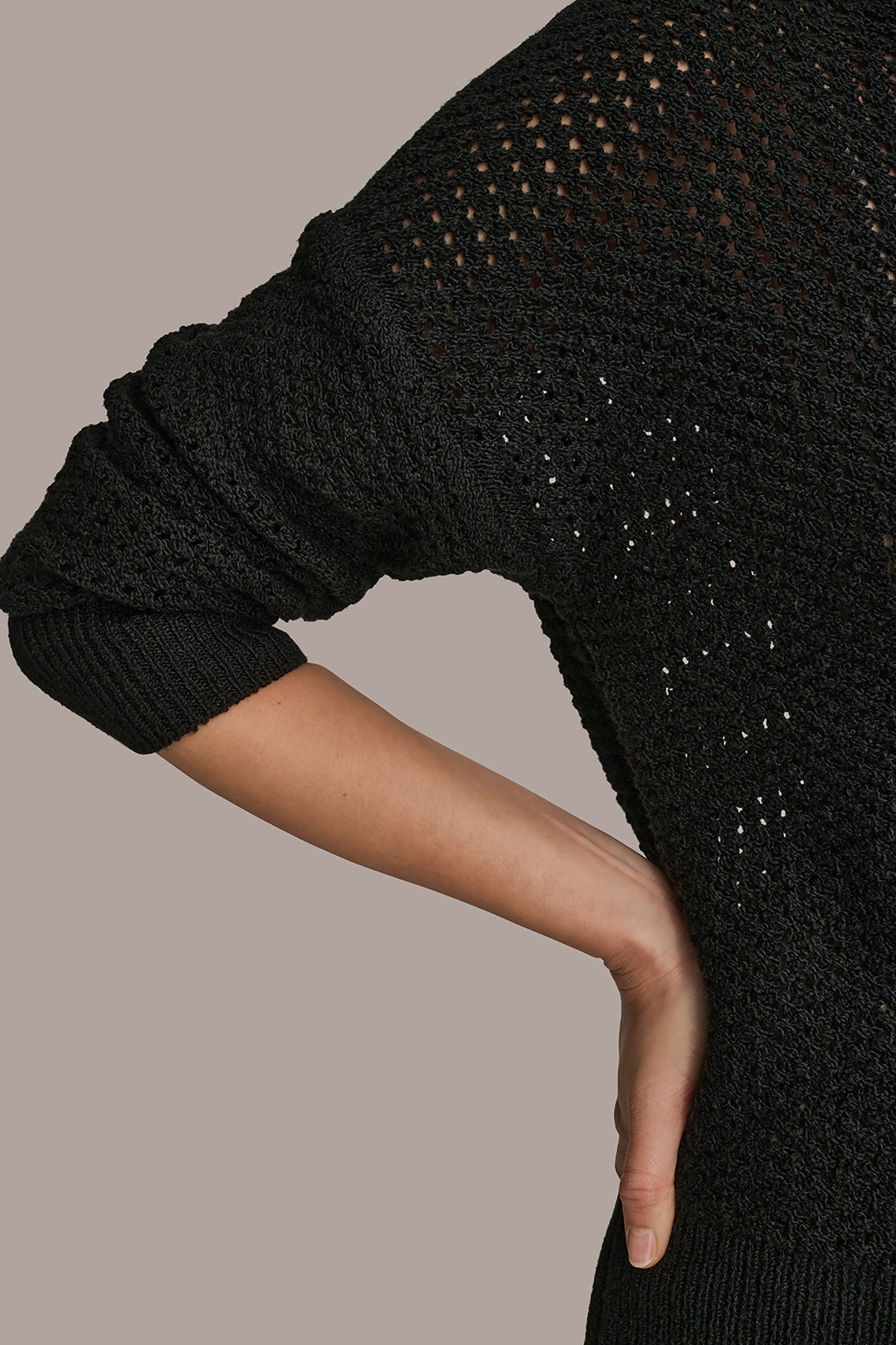 Donna Karan | LONG SLEEVE OPEN STITCH SWEATER