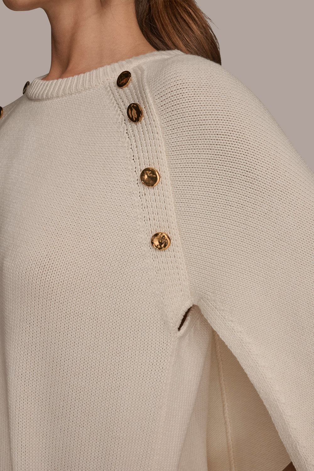 Donna Karan | CAPE-EFFECT BUTTON SWEATER