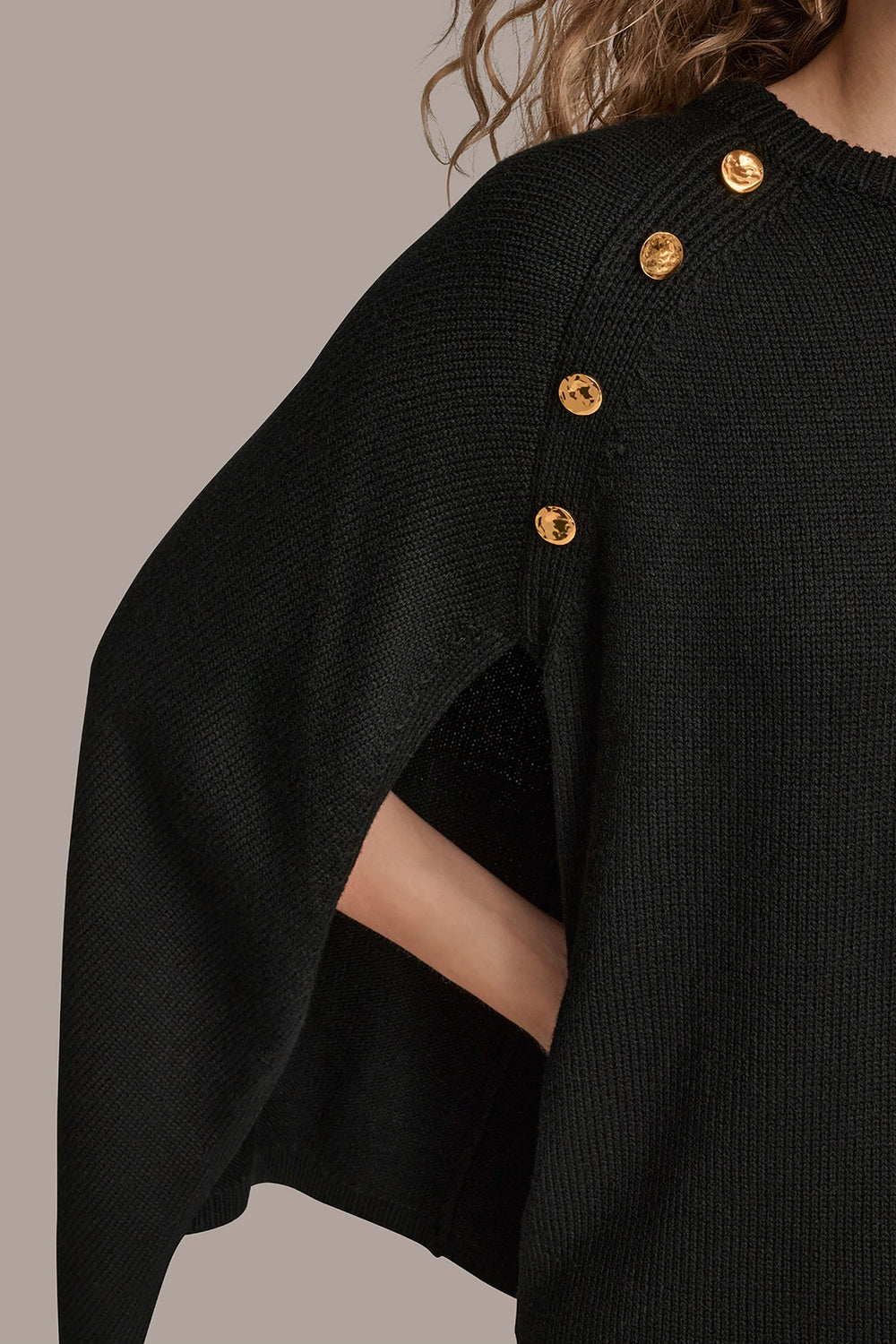 Donna Karan | CAPE-EFFECT BUTTON SWEATER