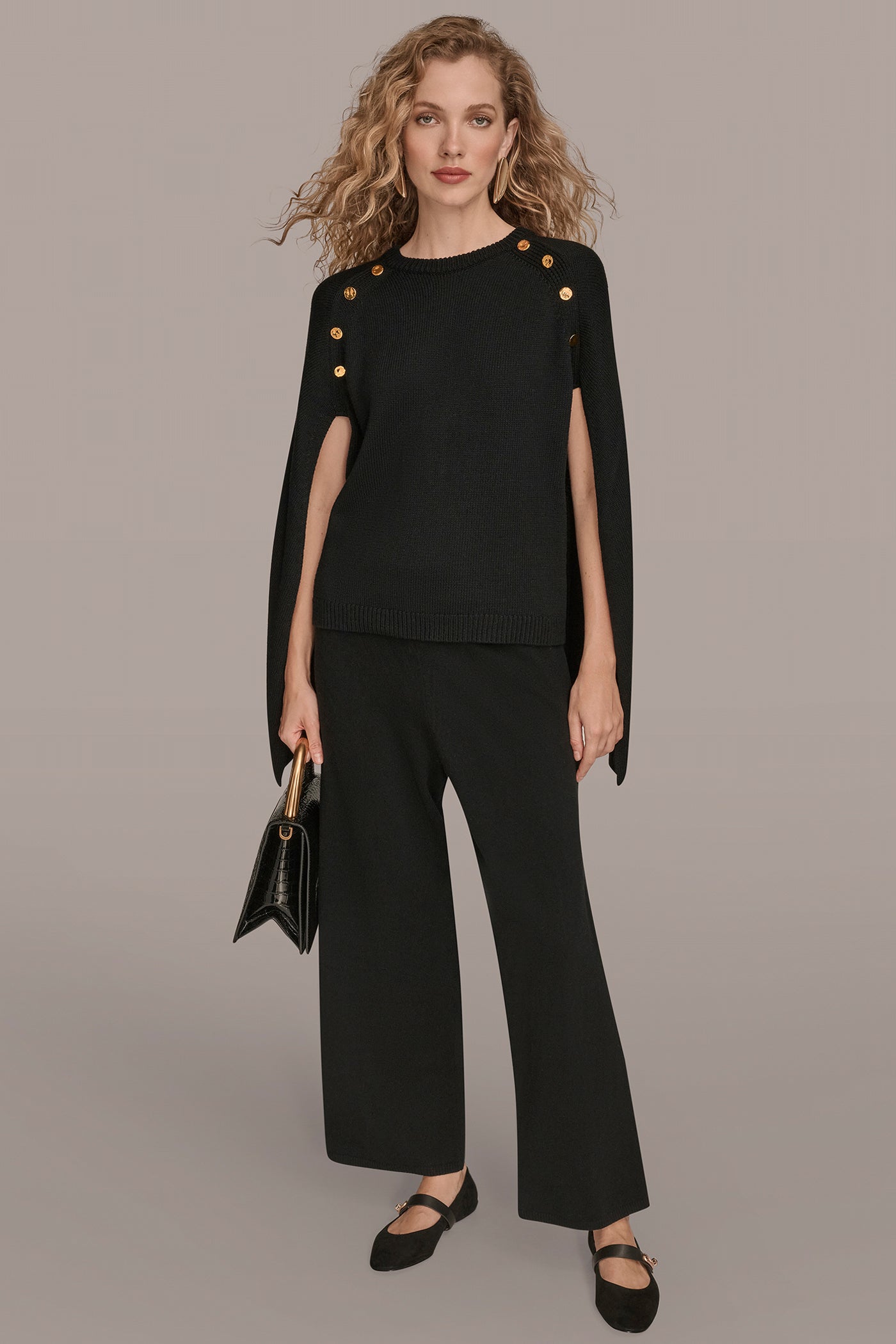 Donna Karan | CAPE-EFFECT BUTTON SWEATER