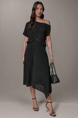 Donna Karan | LASER CUT ASYMMETRIC MIDI SKIRT