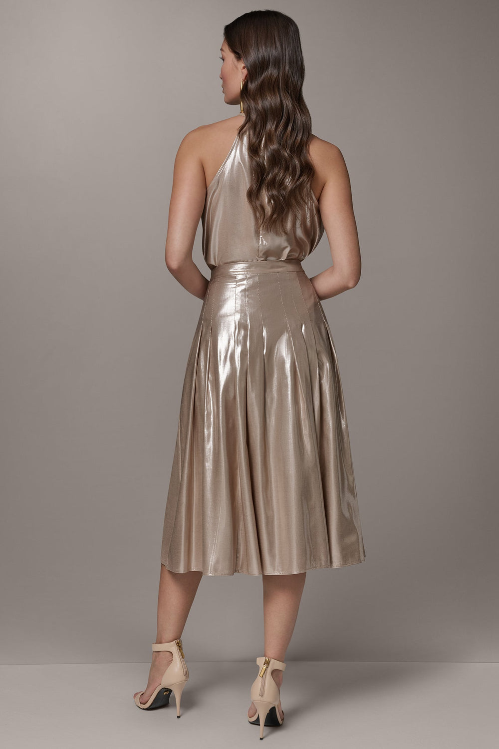 Donna Karan | METALLIC MIDI A-LINE SKIRT