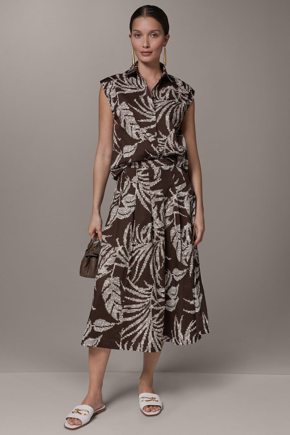 Donna Karan | PRINT MIDI A-LINE SKIRT