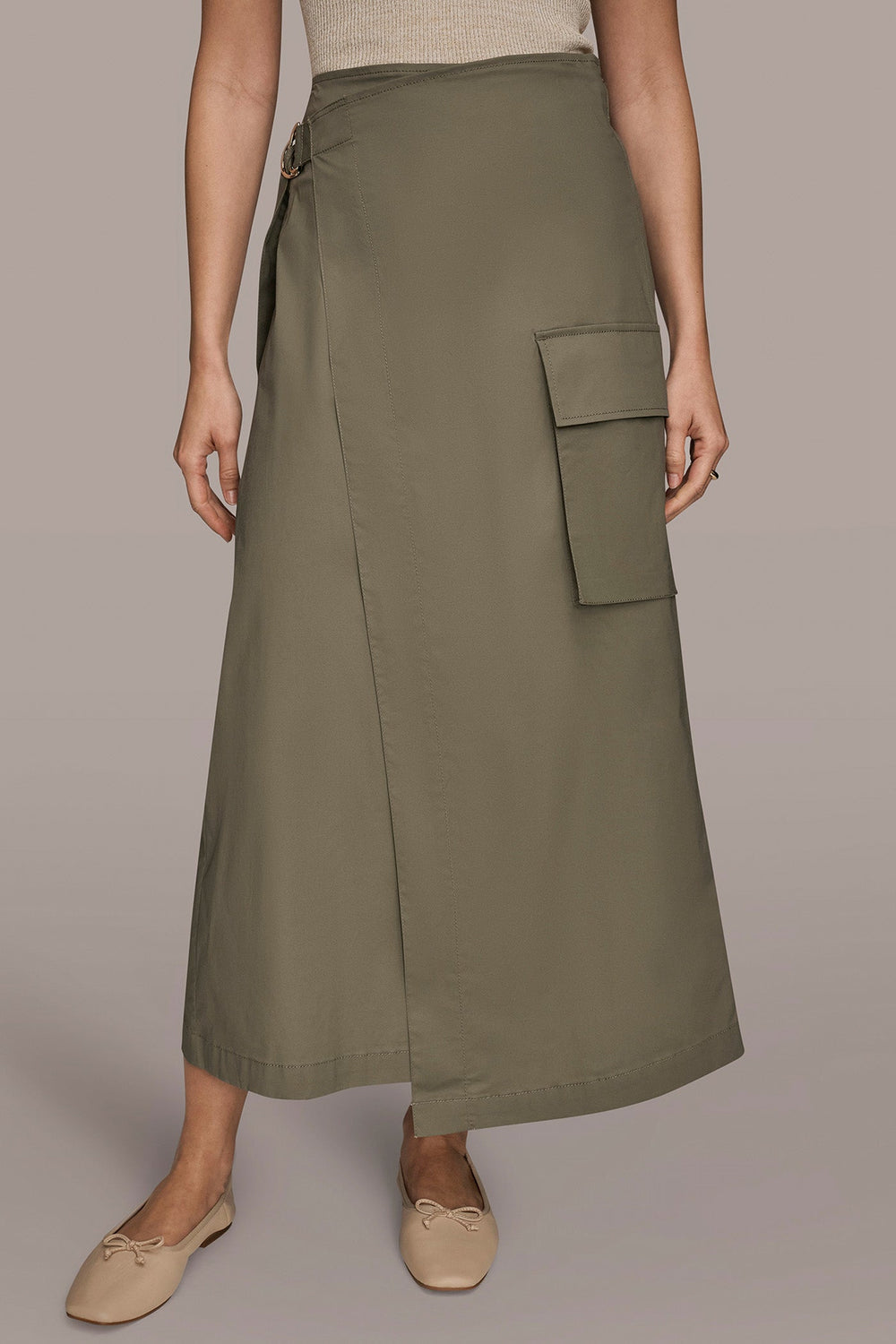 Donna Karan | ASYMMETRIC MIDI WRAP CARGO SKIRT