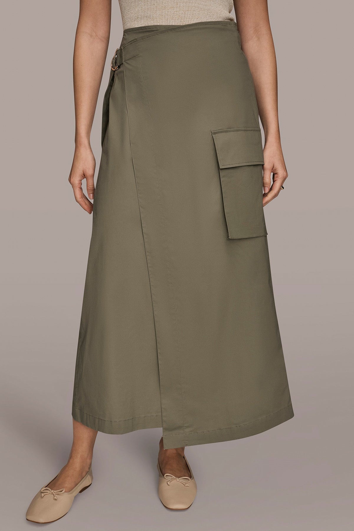 Donna Karan | ASYMMETRIC MIDI WRAP CARGO SKIRT