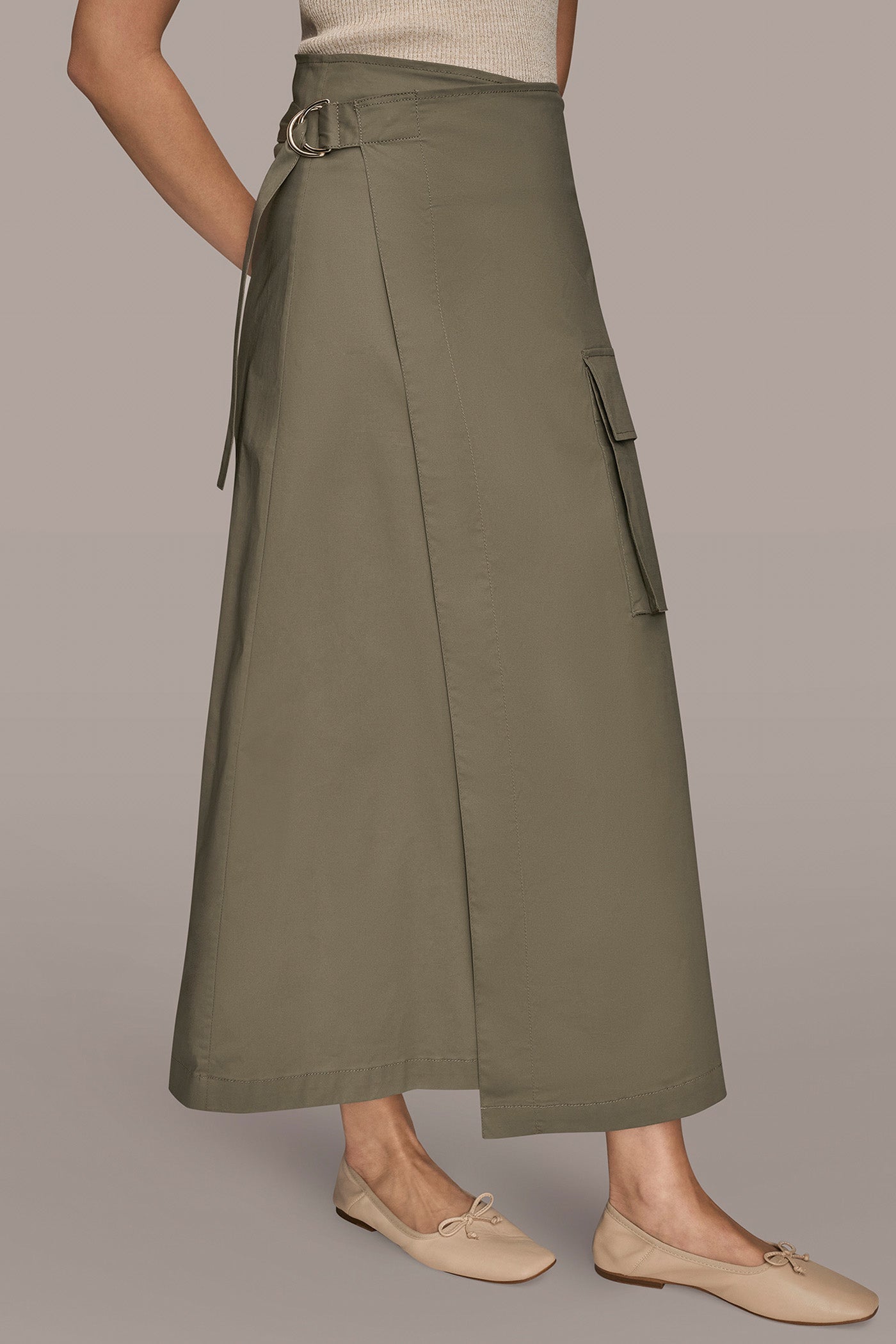 Donna Karan | ASYMMETRIC MIDI WRAP CARGO SKIRT