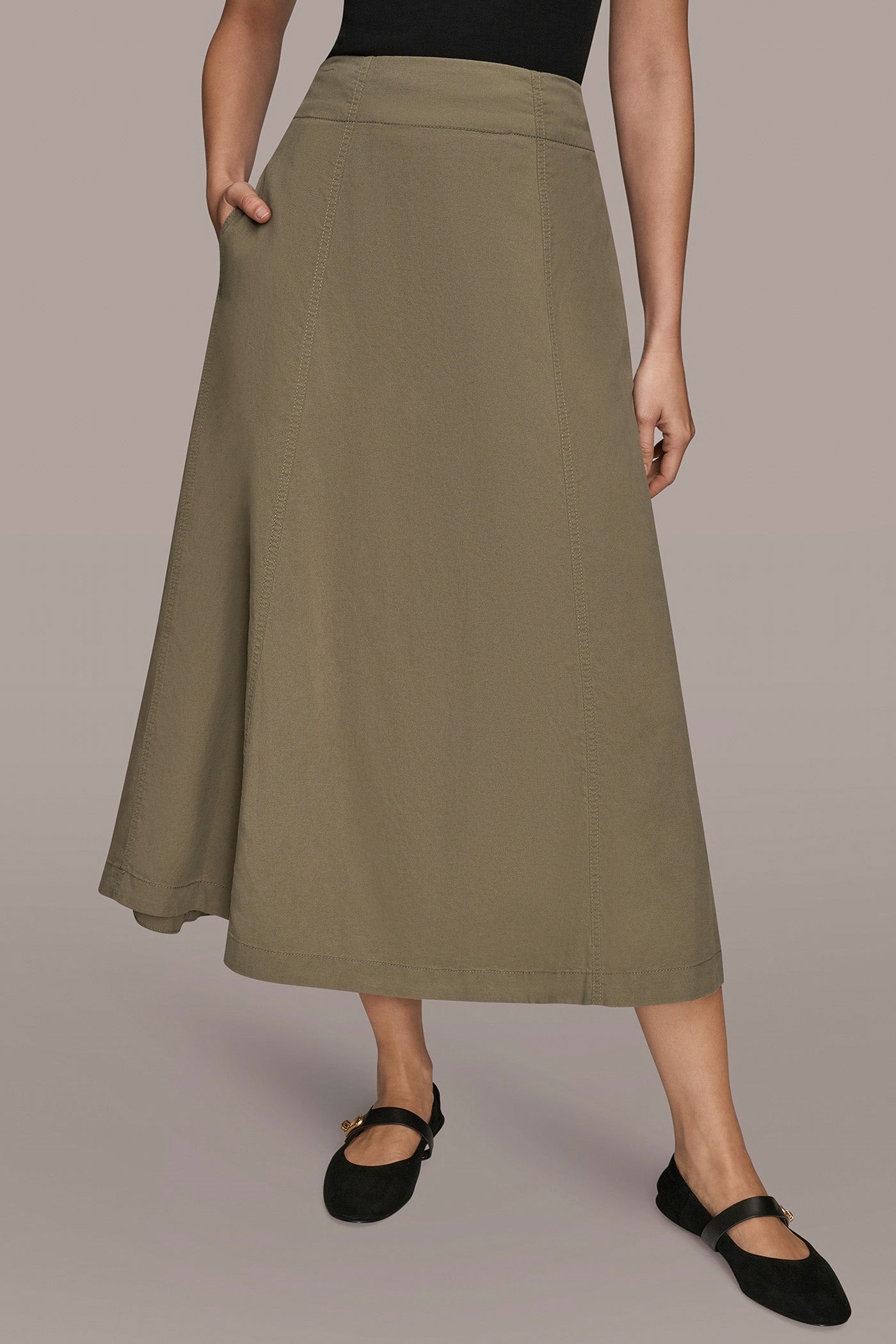 Donna Karan | BRUSHED MIDI PANEL TRUMPET SKIRT